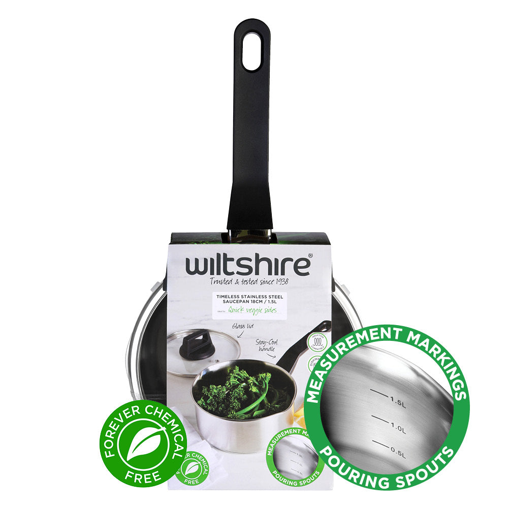 Wiltshire Timeless Saucepan 18cm with Glass Lid