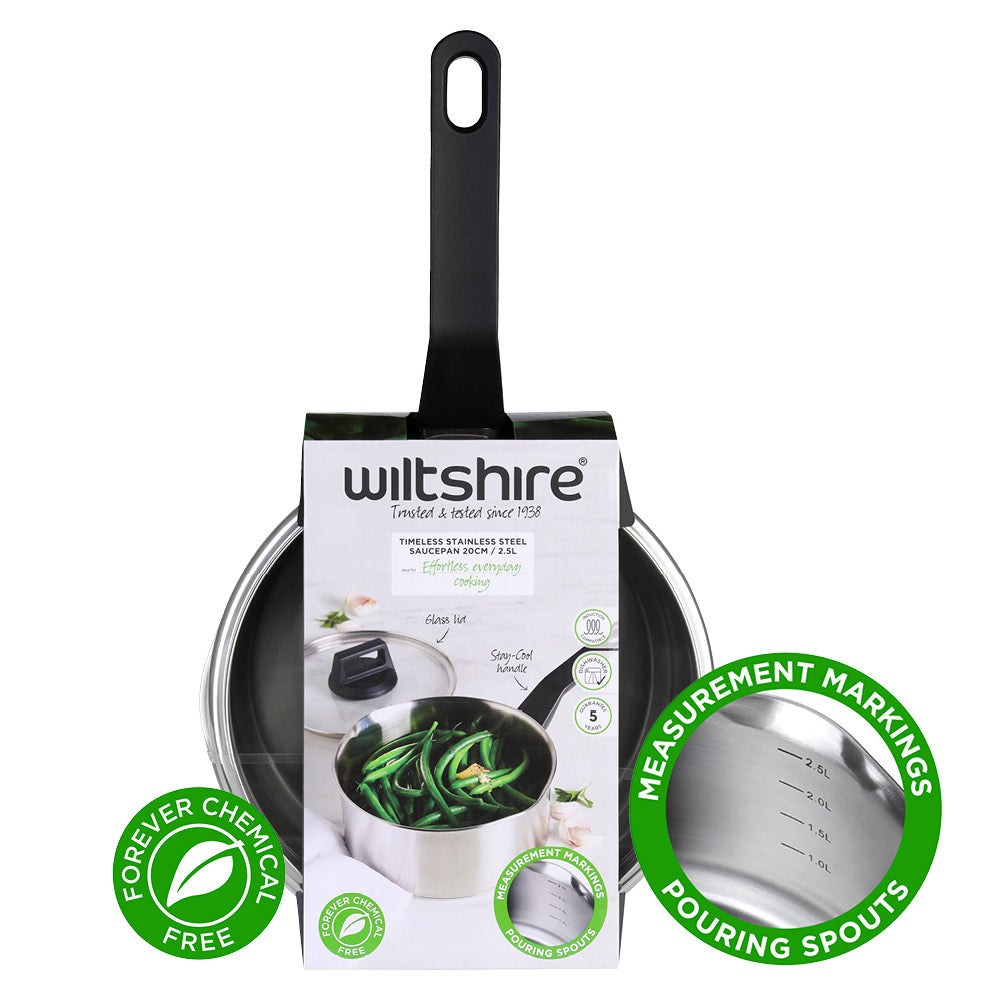 Wiltshire Timeless Saucepan 20cm with Glass Lid