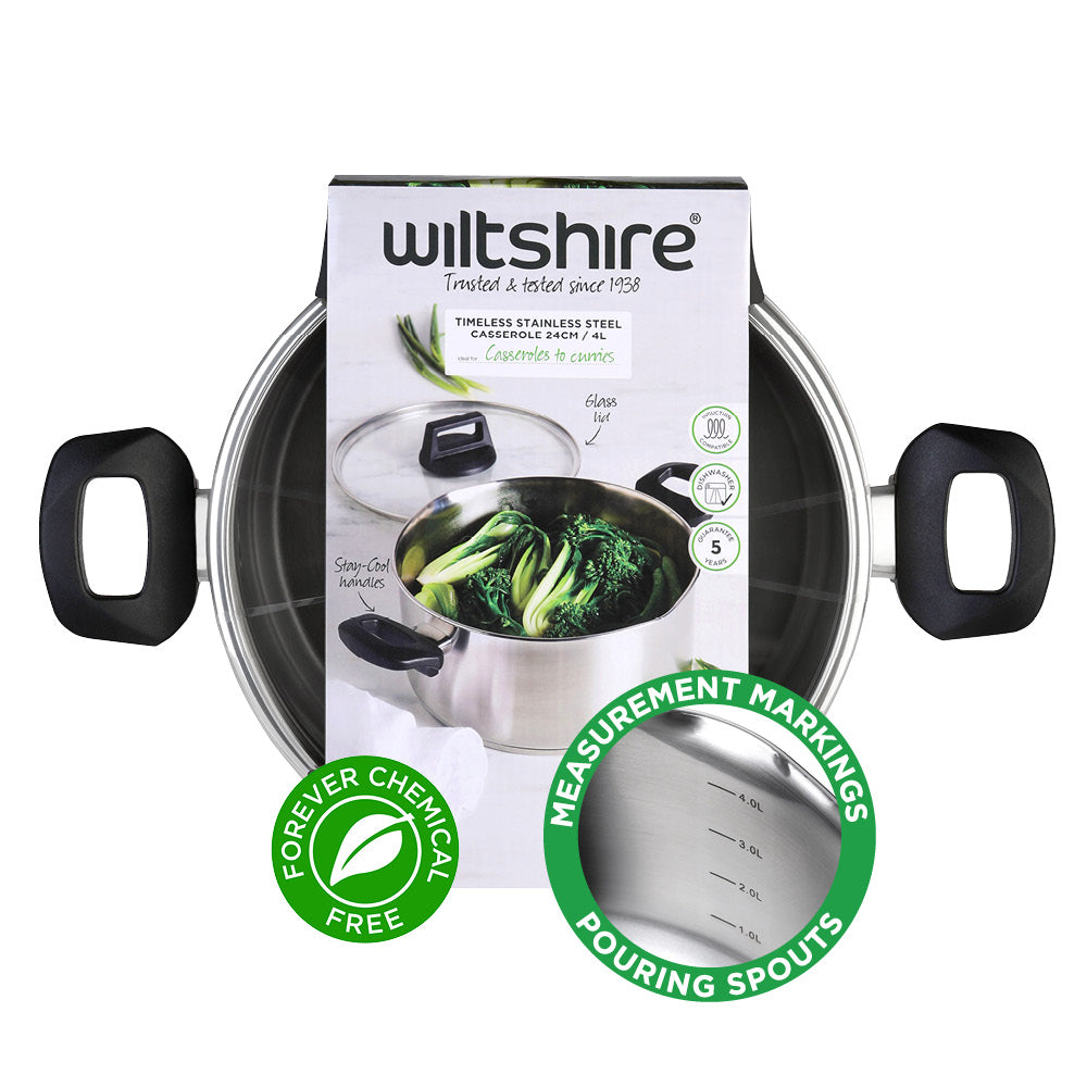 Wiltshire Timeless Casserole 24cm with Glass Lid