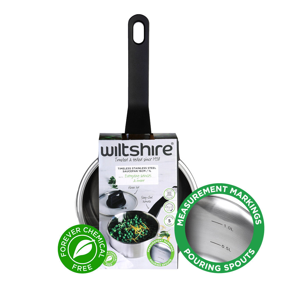 Wiltshire Timeless Saucepan 16cm with Glass Lid