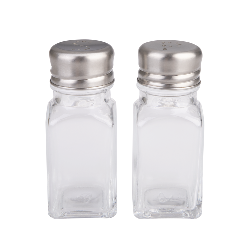 KitchenWorks Square Glass Café Salt & Pepper Shaker Set