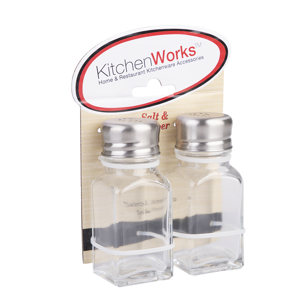 KitchenWorks Square Glass Café Salt & Pepper Shaker Set