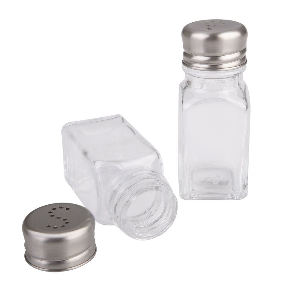 KitchenWorks Square Glass Café Salt & Pepper Shaker Set