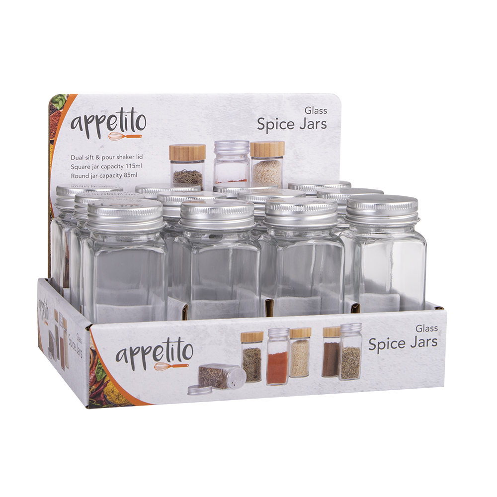 Appetito Square Spice Jar with Metal Lid 115ml
