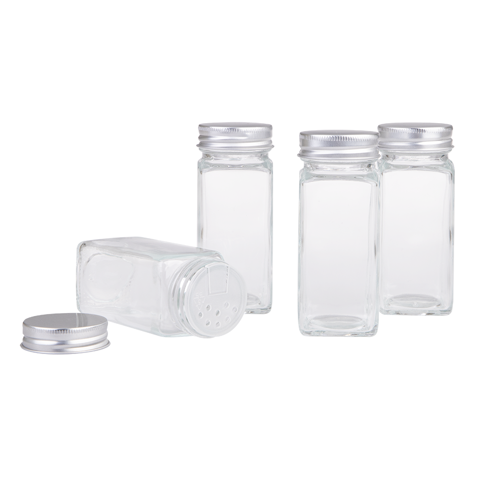 Appetito Square Spice Jar with Metal Lid 115ml