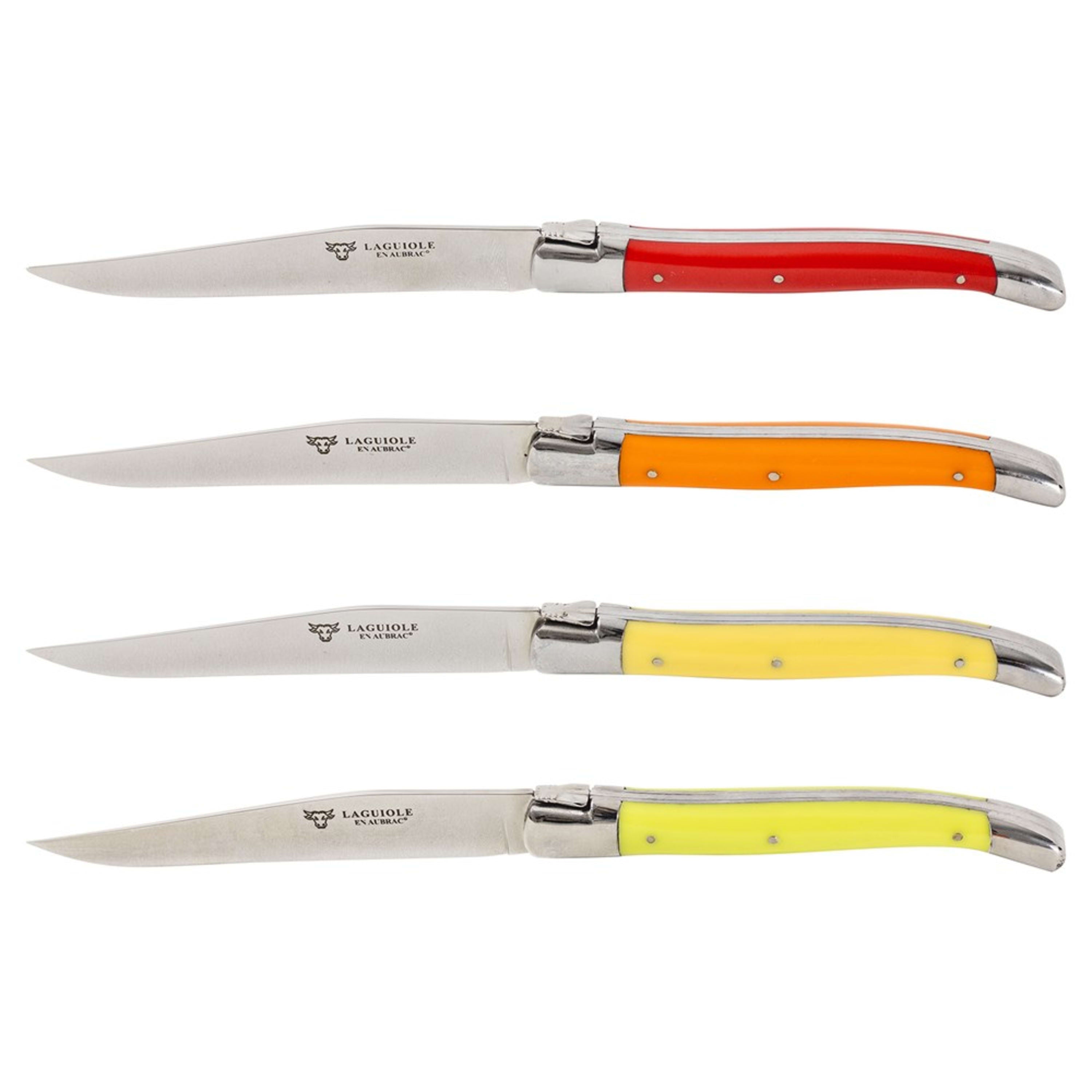 Laguiole en Aubrac 4 Piece Colour Steak Knife Set - Mixed Colours