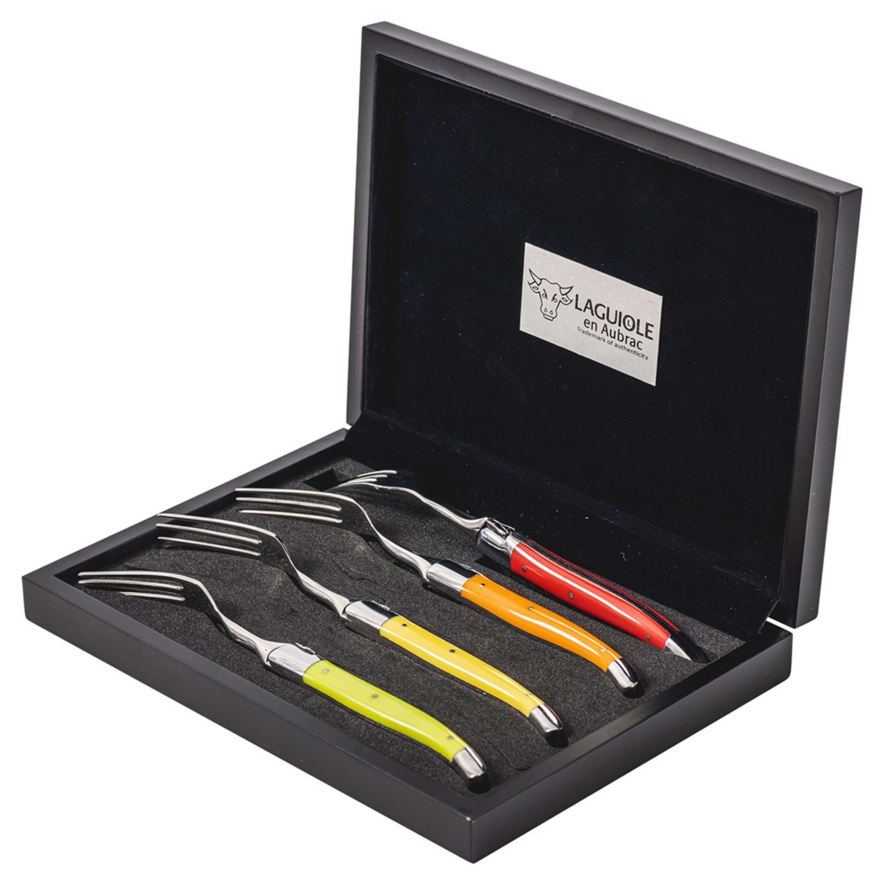 Laguiole en Aubrac 4 Piece Colour Fork Set - Mixed Colours