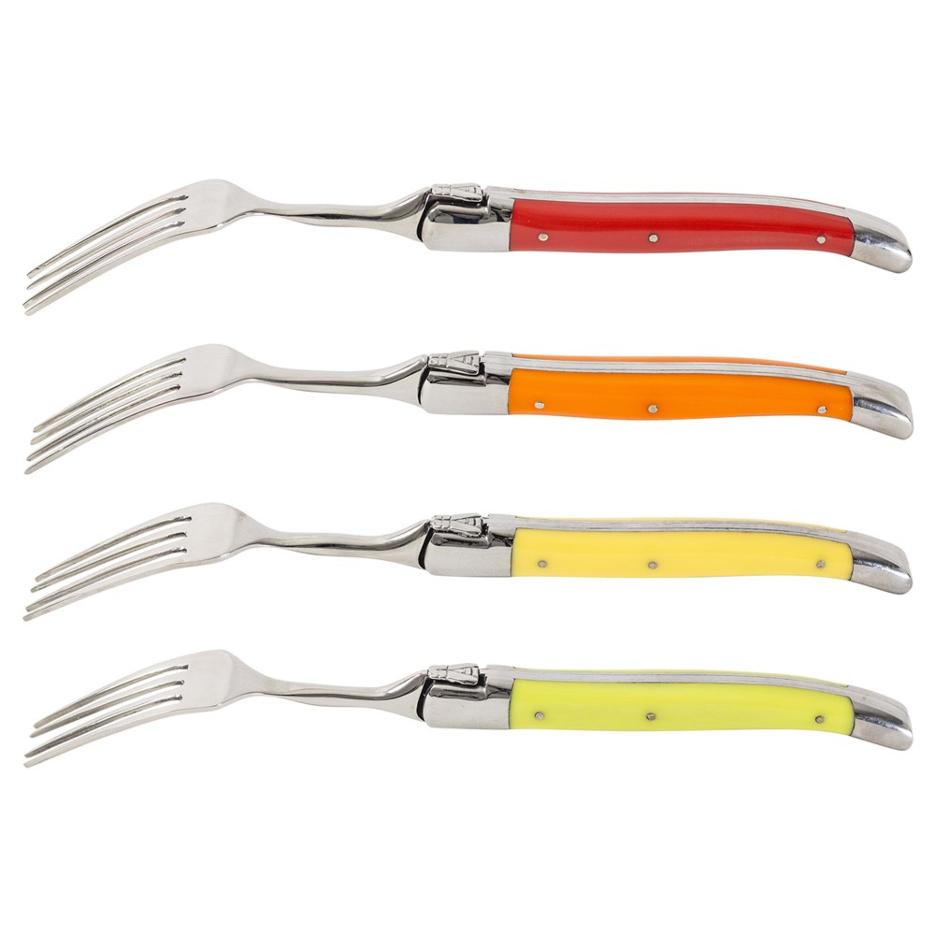 Laguiole en Aubrac 4 Piece Colour Fork Set - Mixed Colours