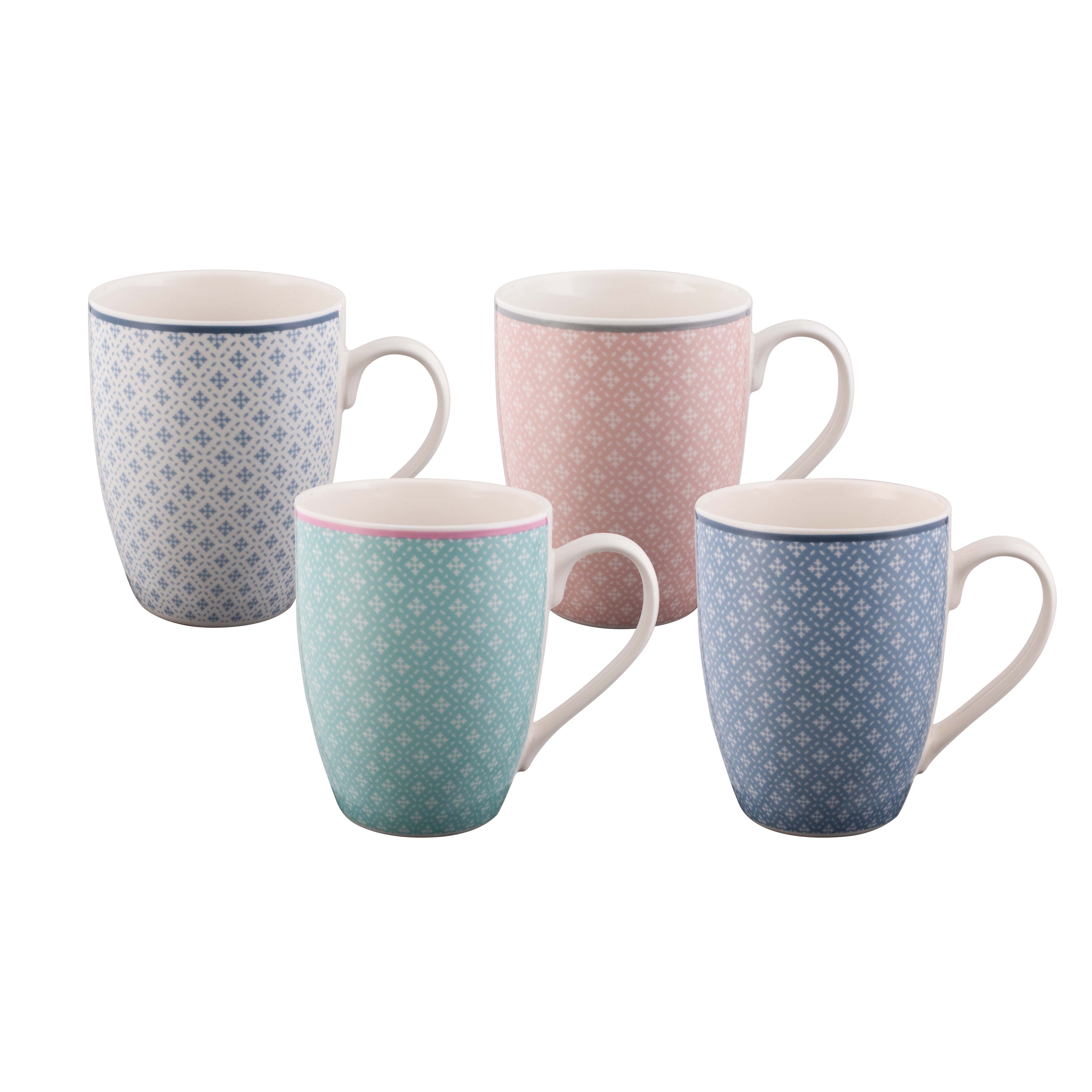 Bundanoon Coupe Mug 355ml Set of 4 Geometric Diamonds