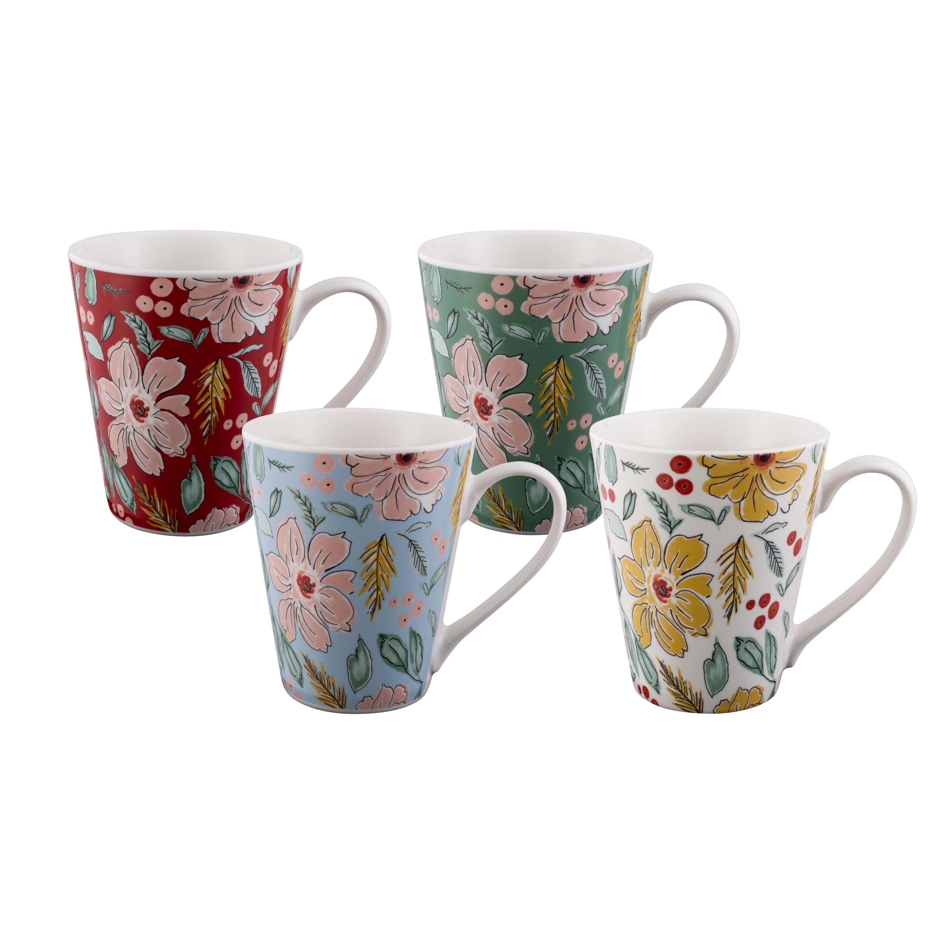 Bundanoon Conical Mug 400ml Set of 4 Artistic Blooms