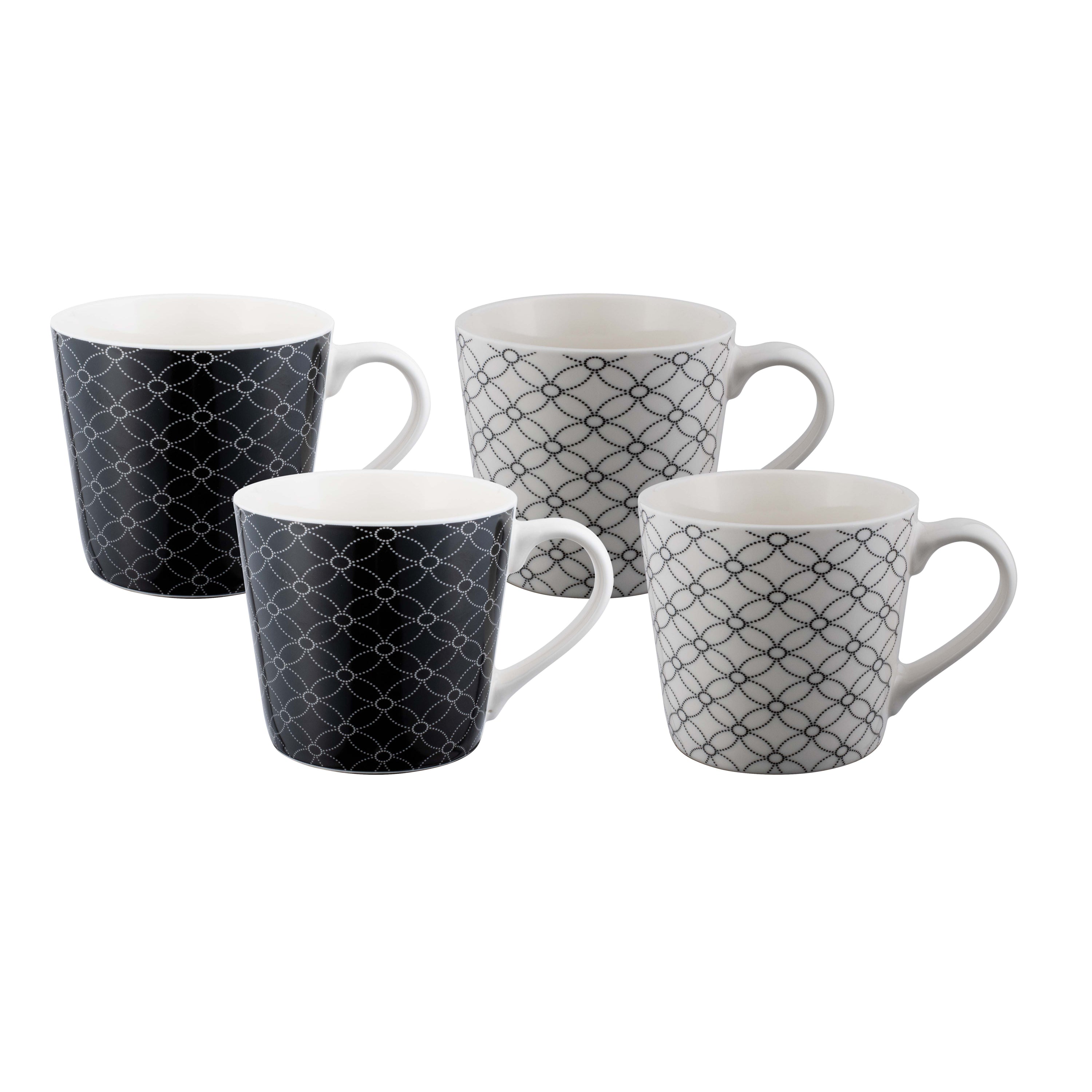 Bundanoon Mod Mug 400ml Set of 4 Monochrome Geometrics