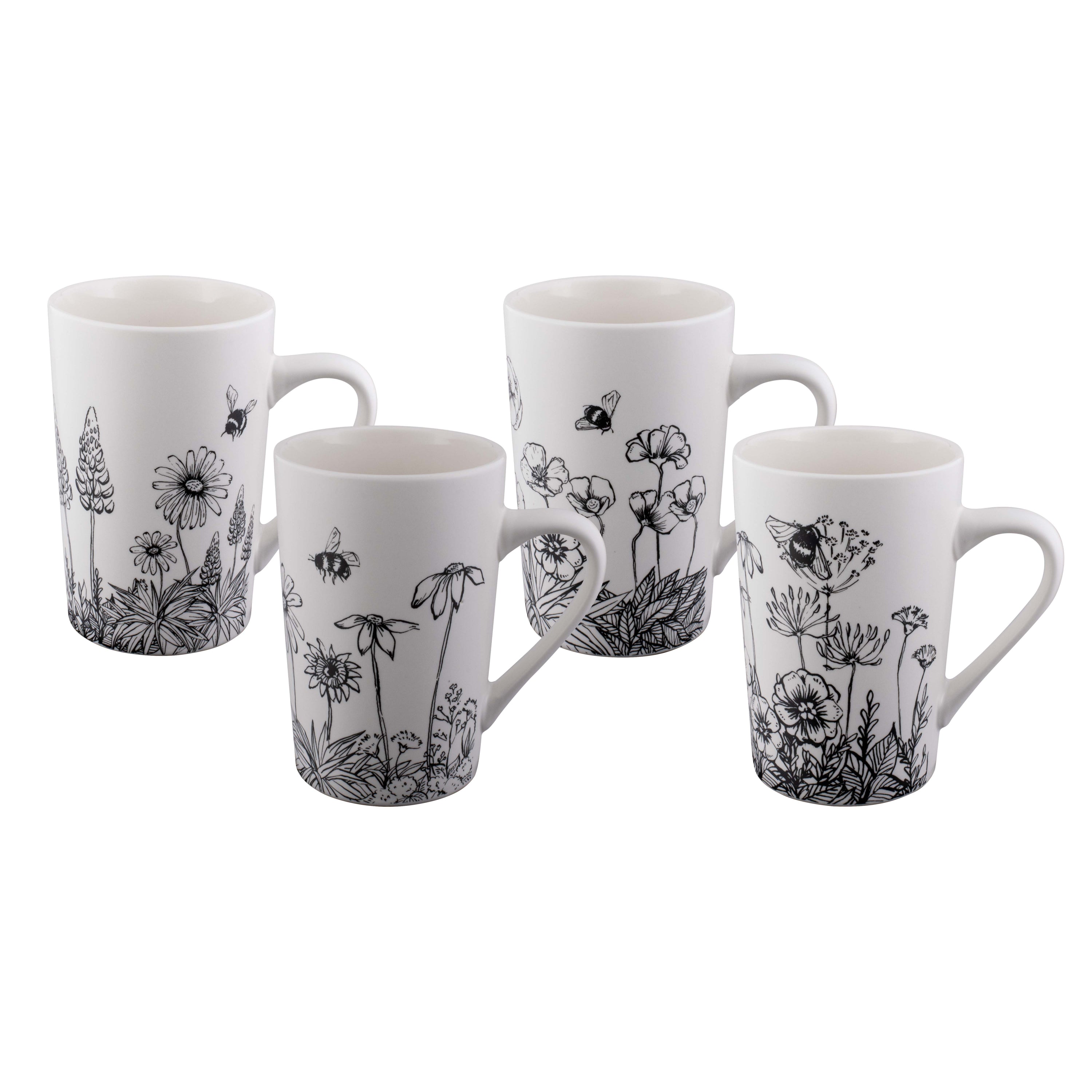 Bundanoon Tube Mug 350ml Set of 4 Buzzing Garden