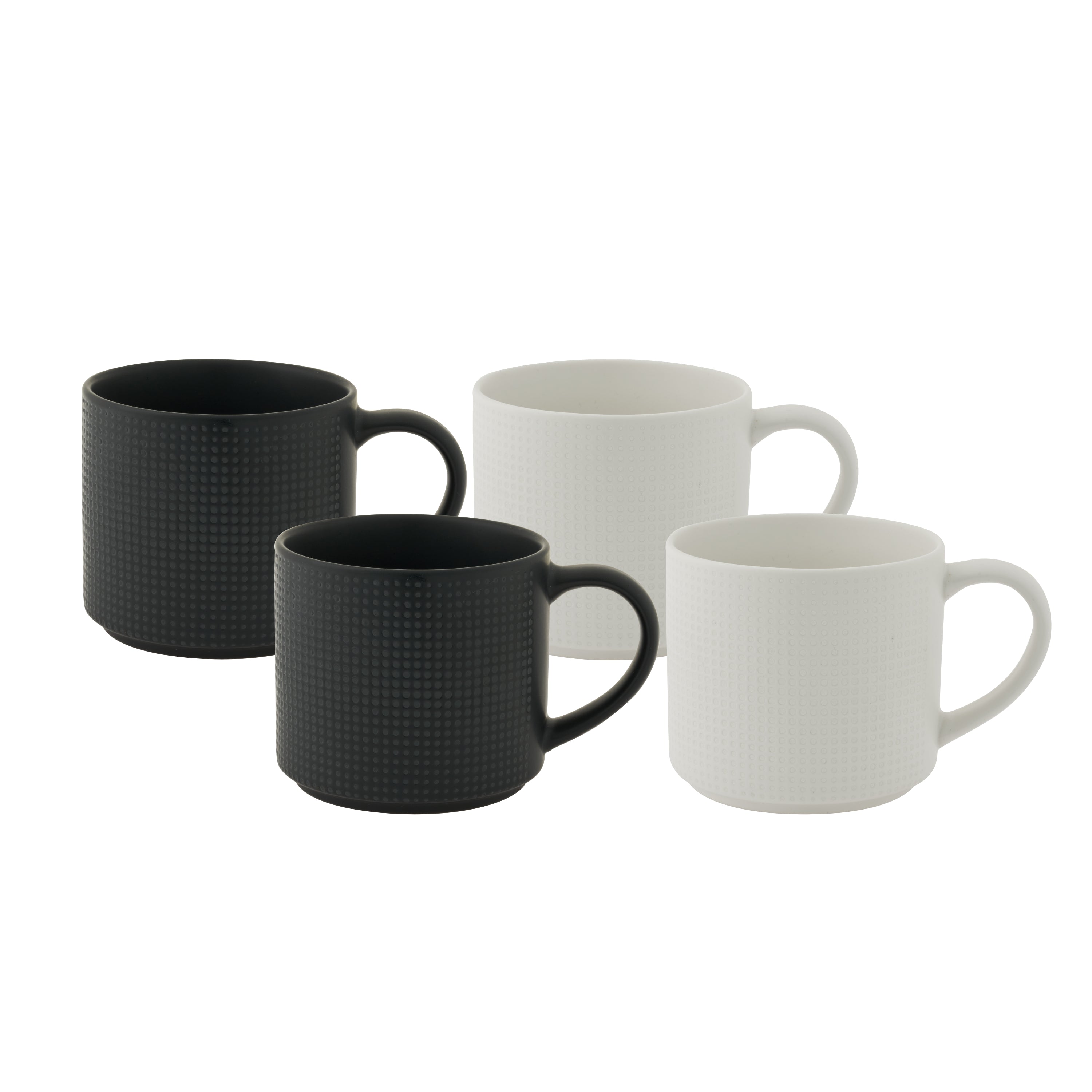 Bundanoon Mega Straight Mug 500ml Set of 4 Emboss Black and White