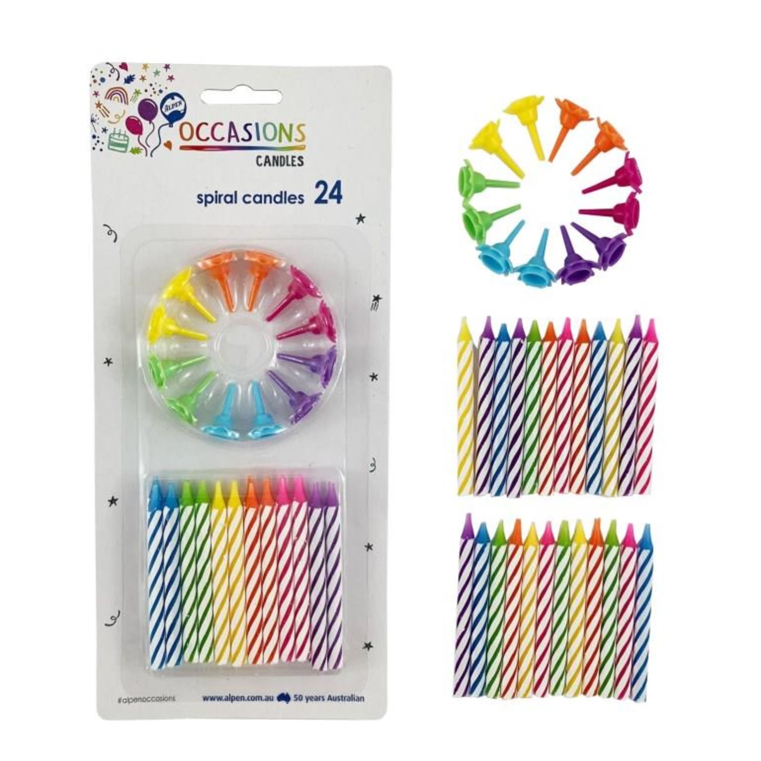 Occasions Birthday Candles with 12 Flower Holders (24 Pack)