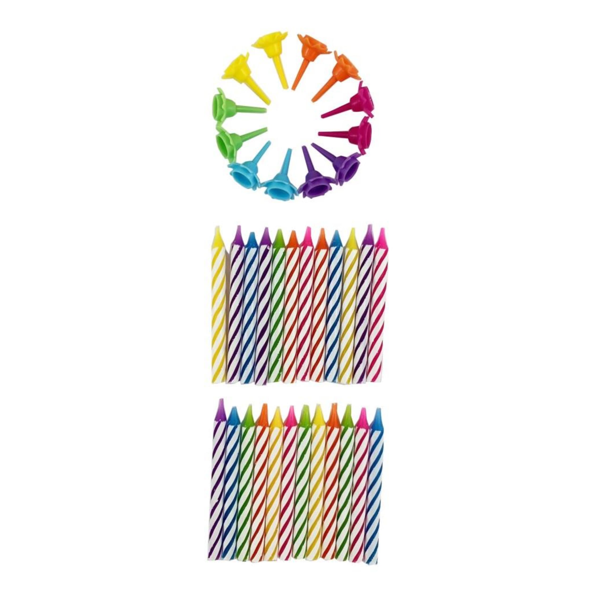 Occasions Birthday Candles with 12 Flower Holders (24 Pack)