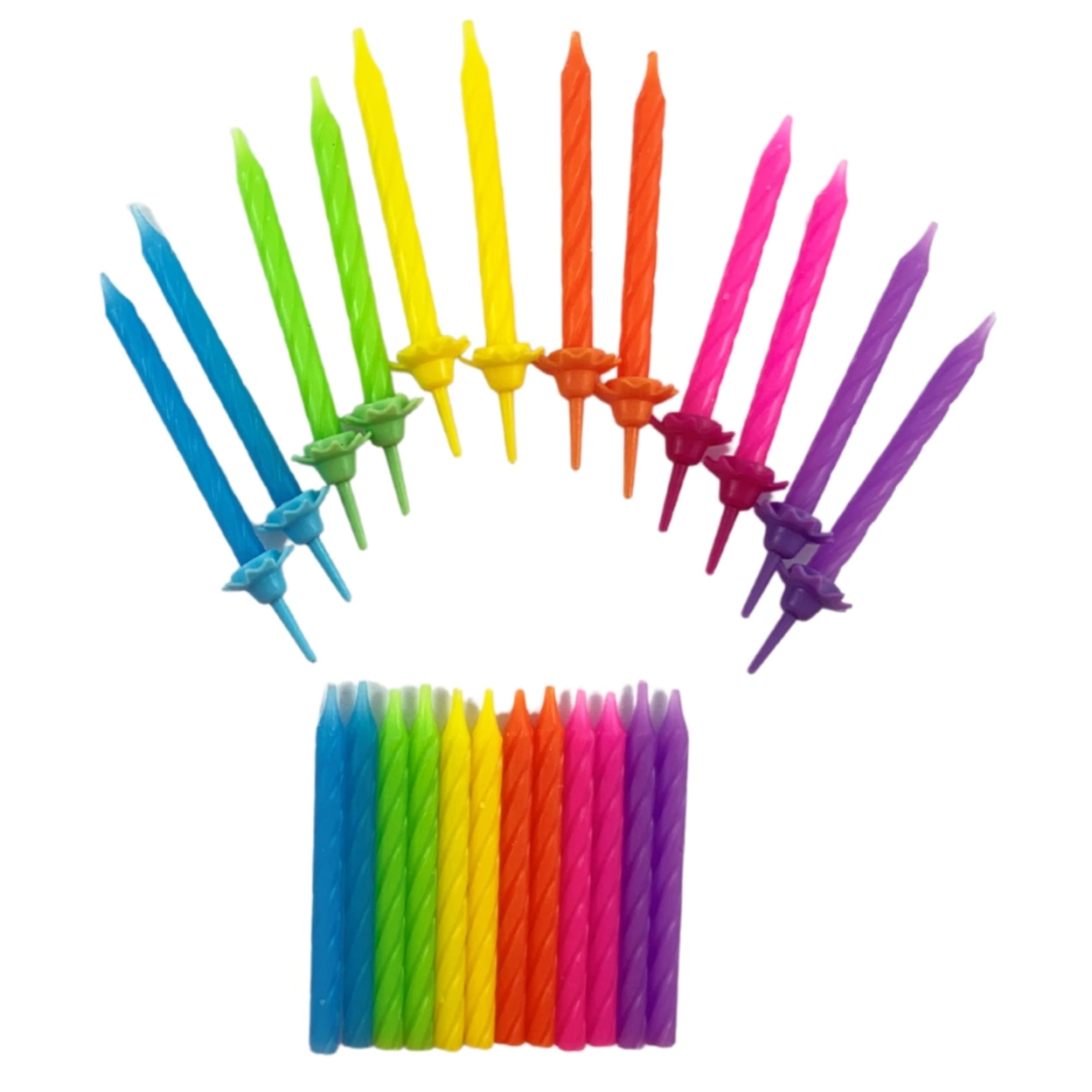 Occasions Birthday Candles with 12 Flower Holders Brights (24 Pack)