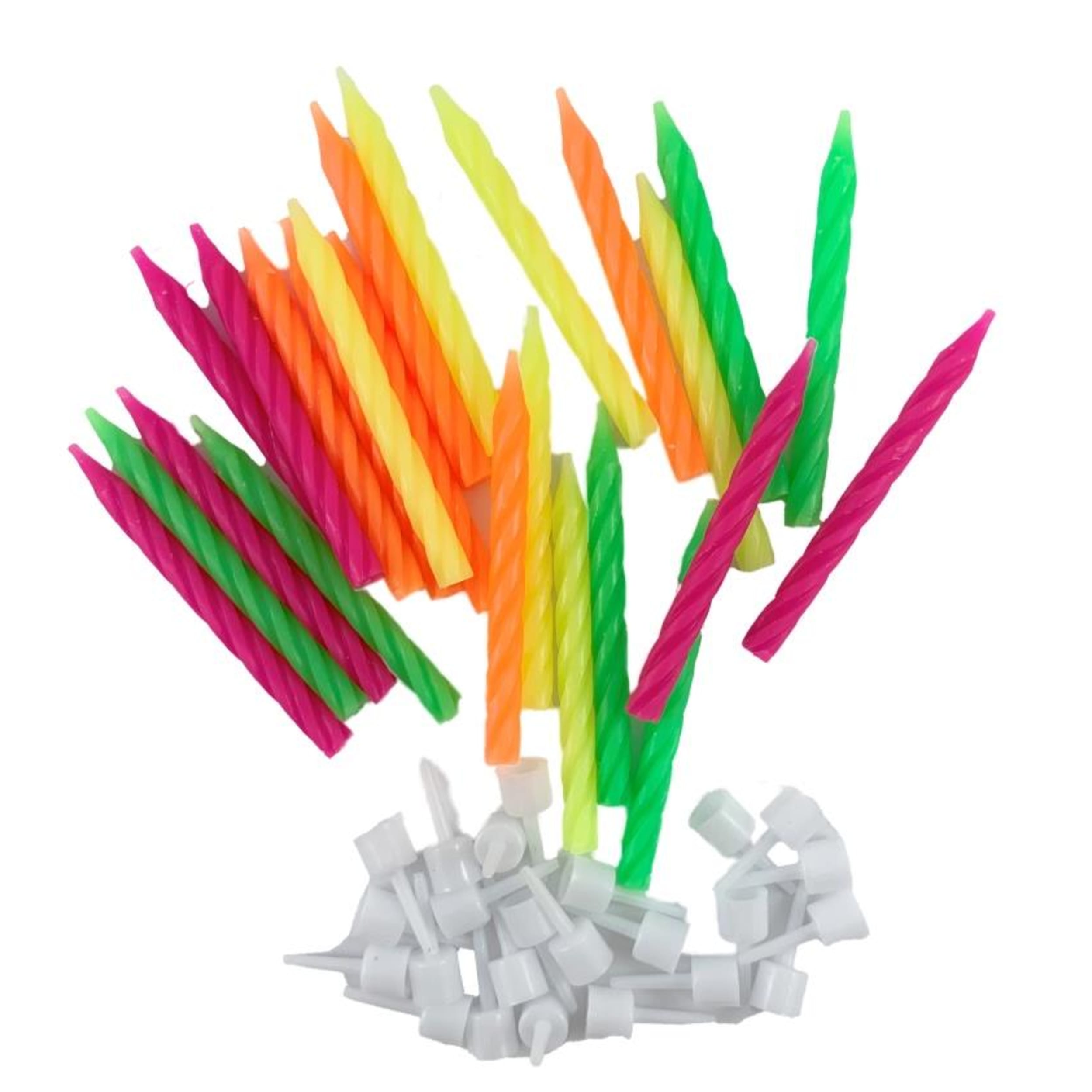 Occasions Neon Candles with holders (24 Pack)