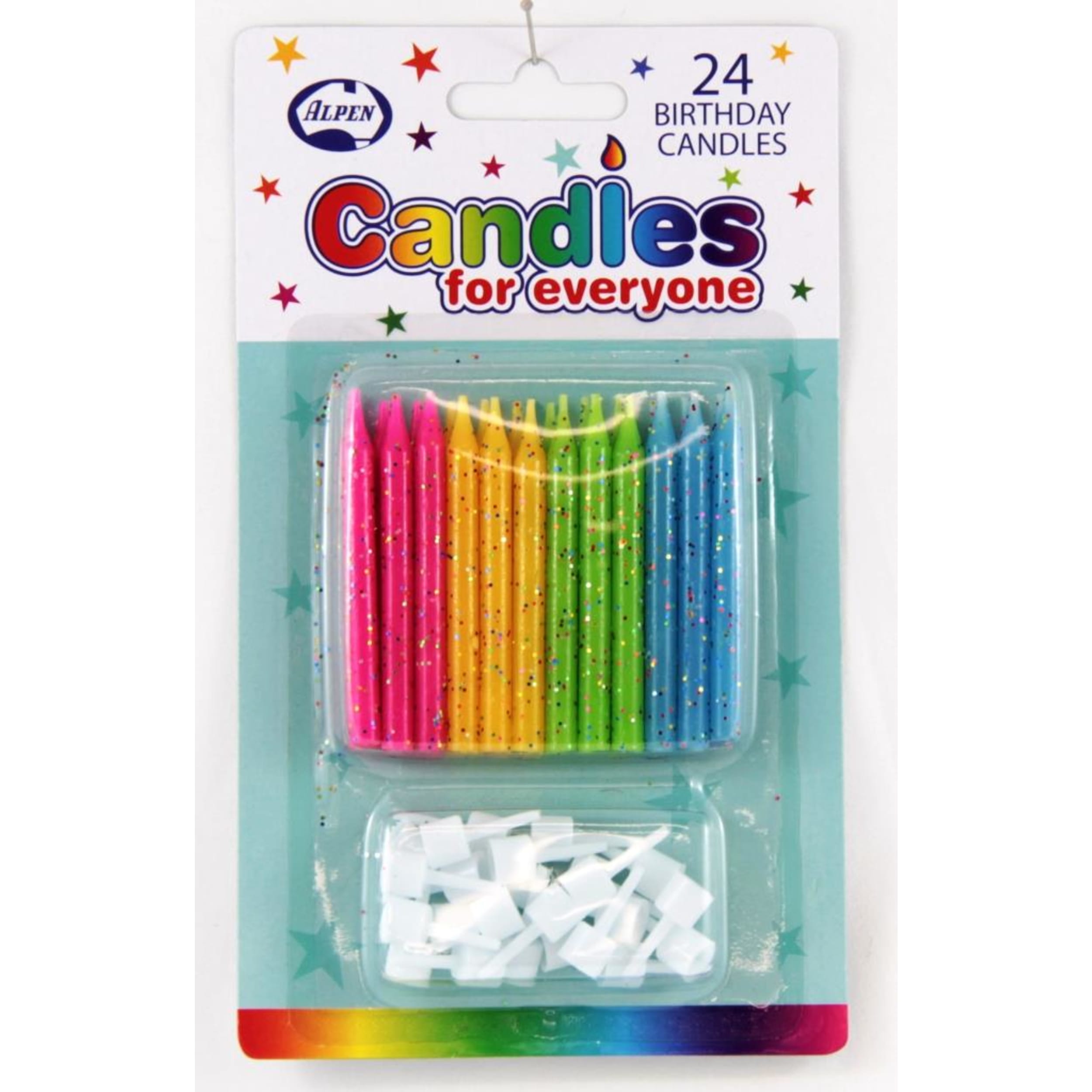 Occasions Glitter Candles with holders (24 Pack)