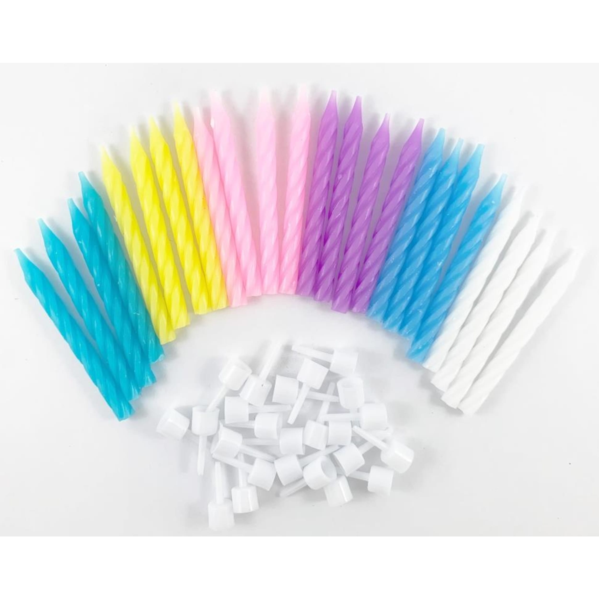Occasions Pastel Candles with holders (24 Pack)
