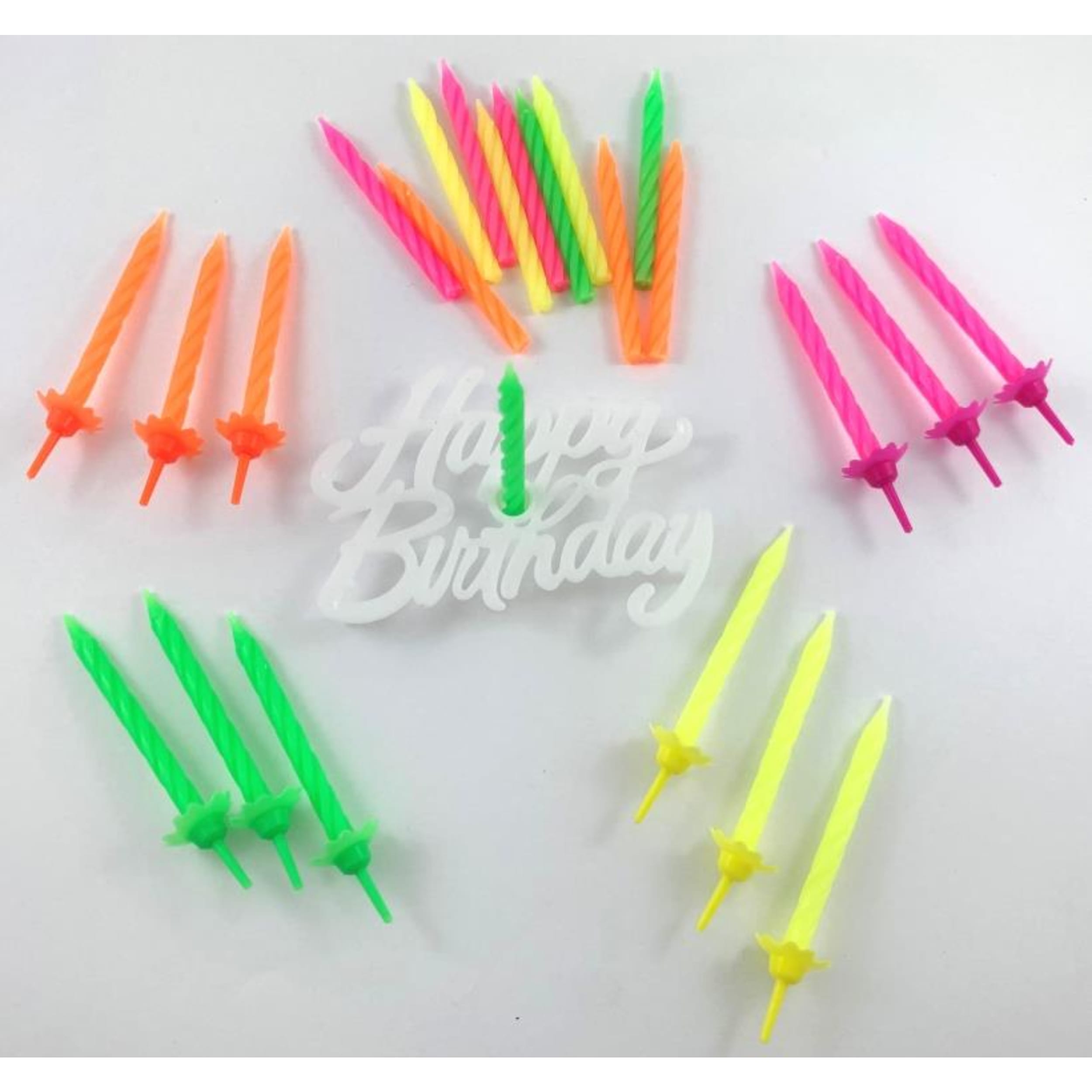 Occasions Neon Candles 12 holders Happy Birthday Plaque (24 Pack)