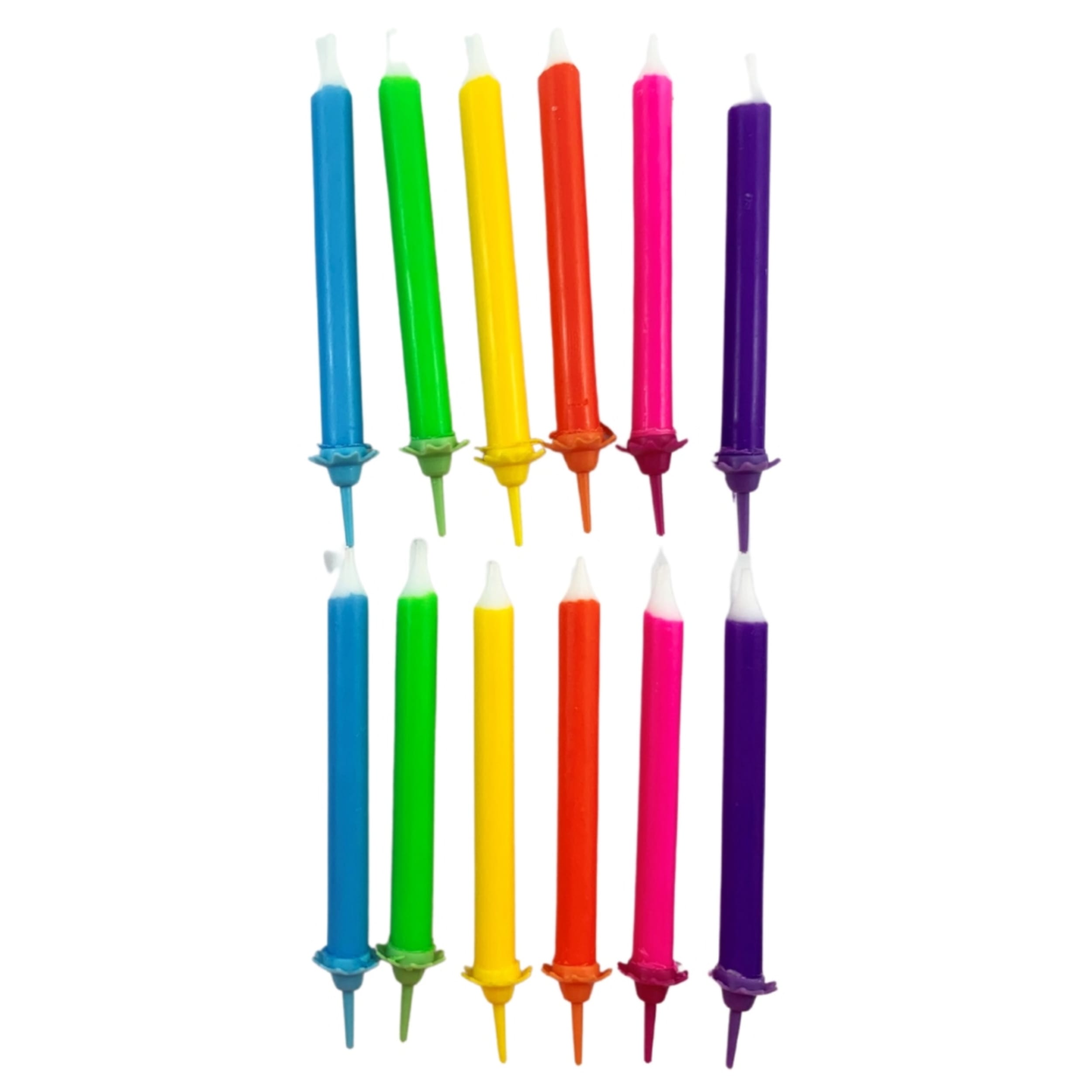 Occasions Jumbo Candles Solid Brights with Flower Holders (12 Pack)