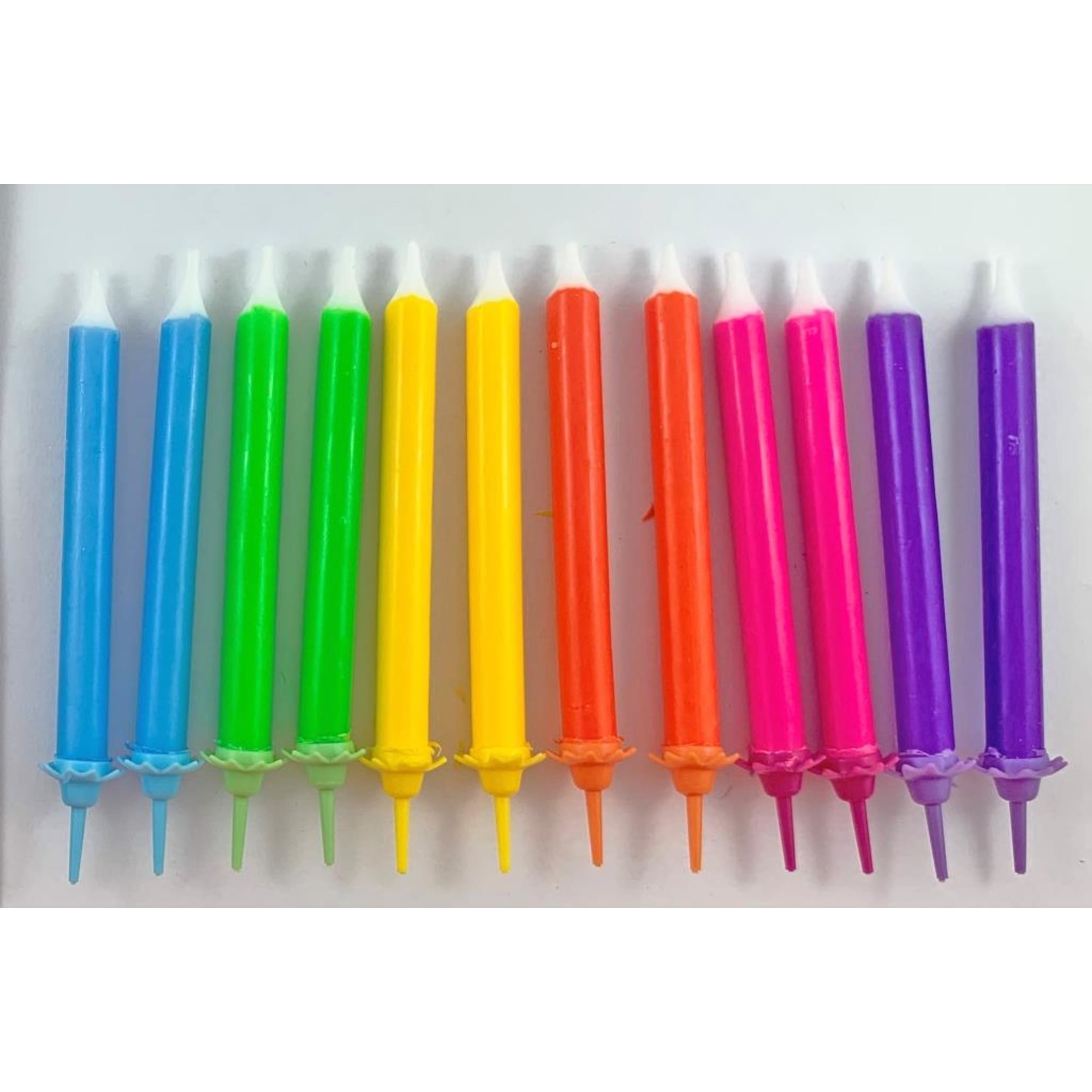 Occasions Jumbo Candles Solid Brights with Flower Holders (12 Pack)