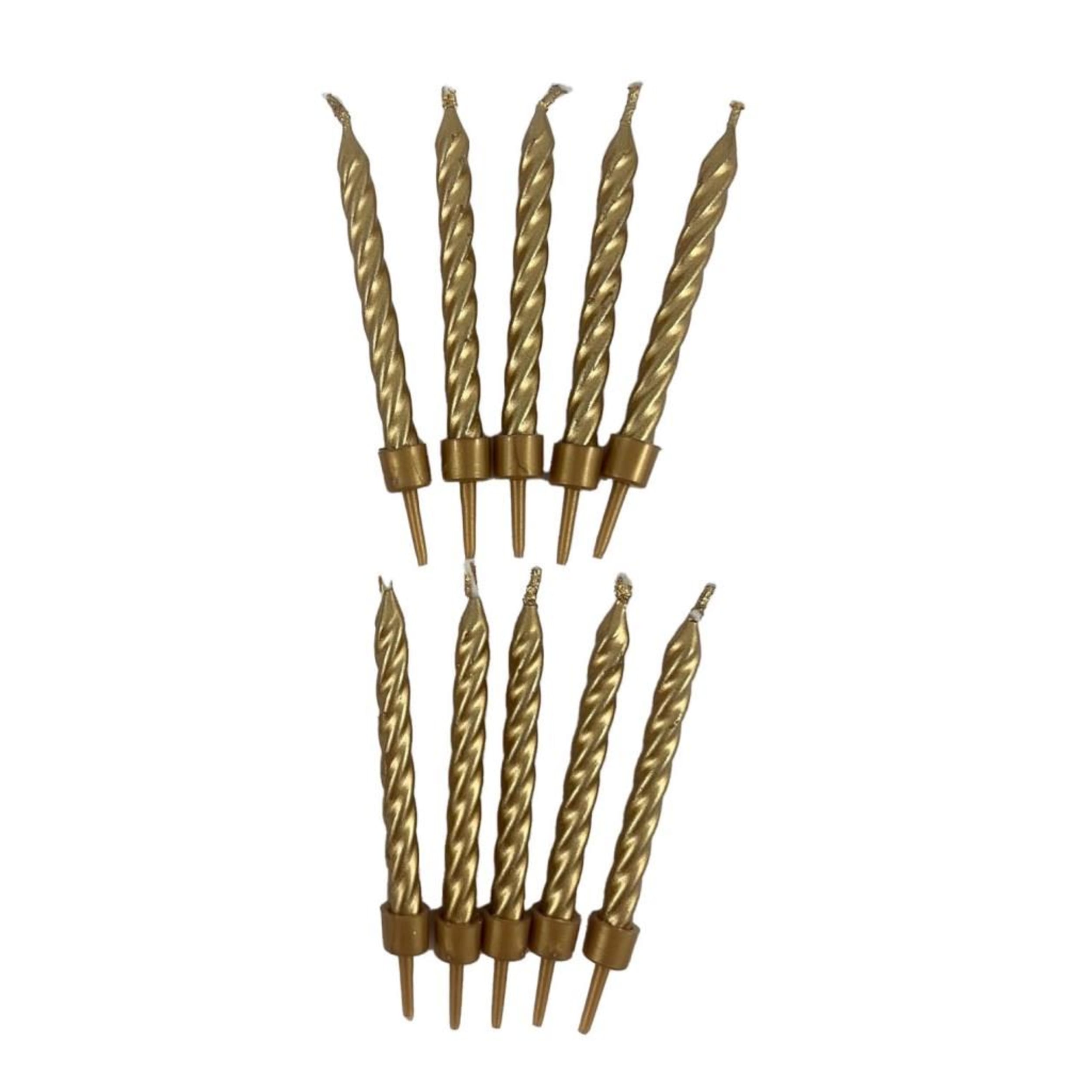Occasions Birthday Candles Spiral Gold (10 Pack)