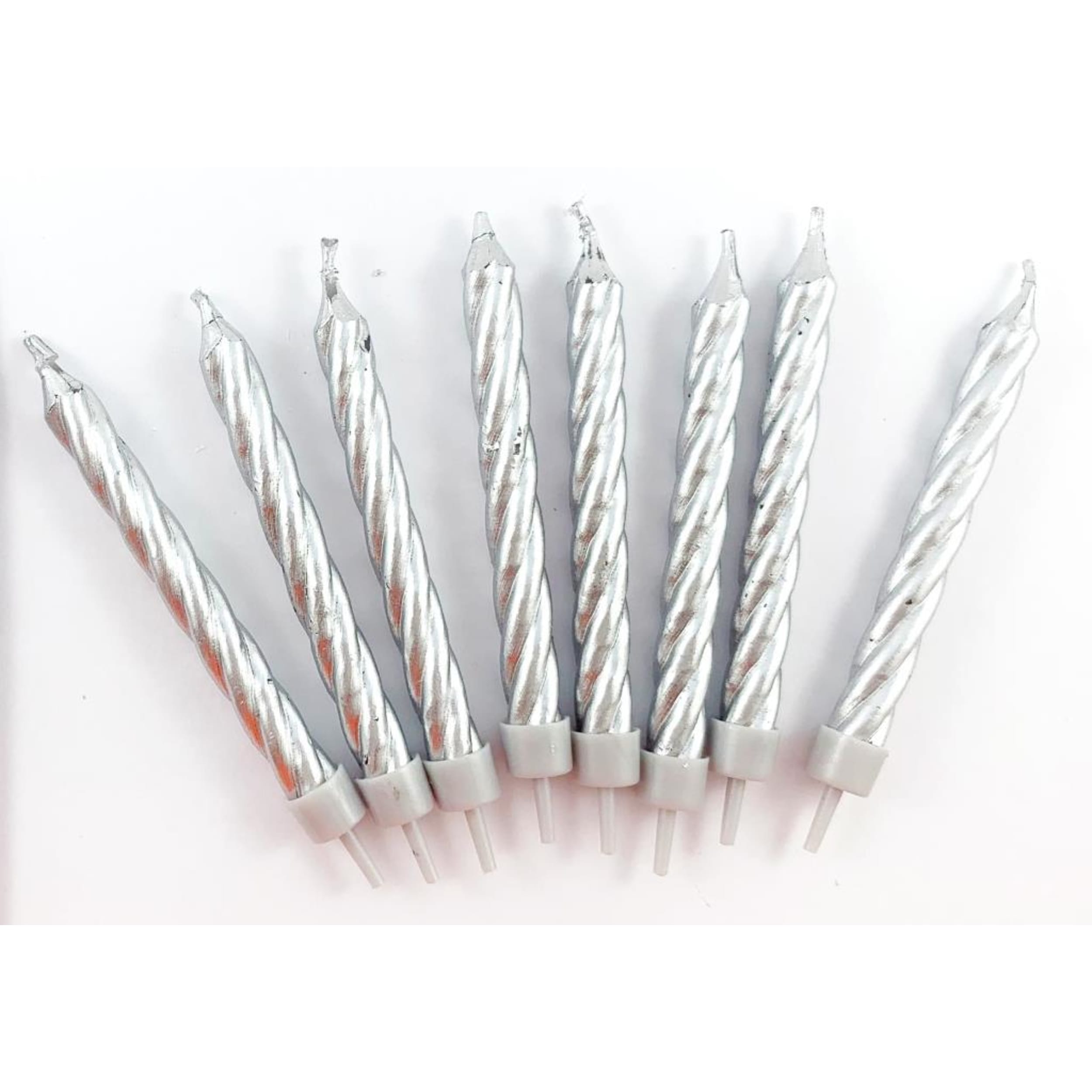 Occasions Birthday Candles Jumbo Spiral Silver (8 Pack)
