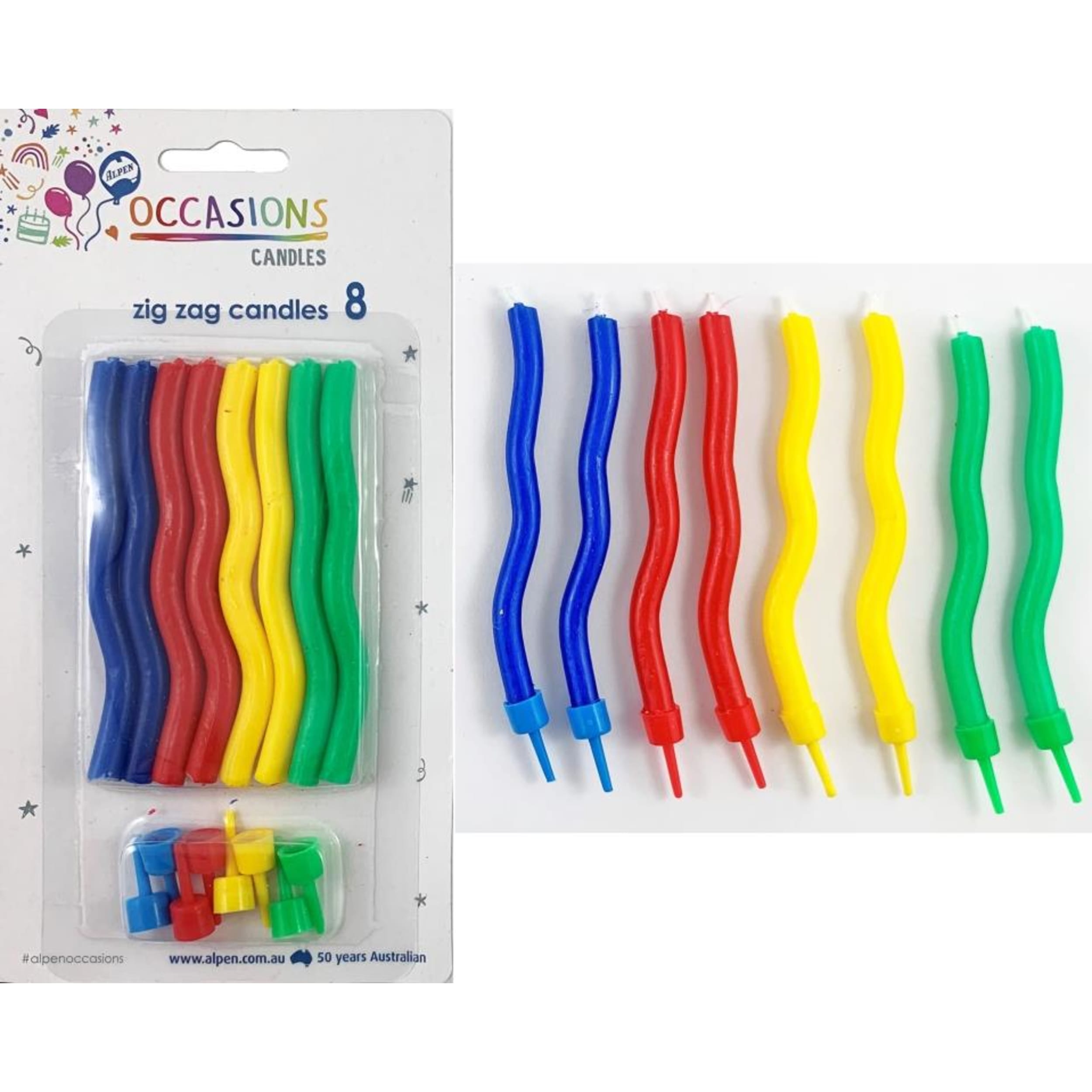 Occasions Zig Zag Candles (8 Pack)