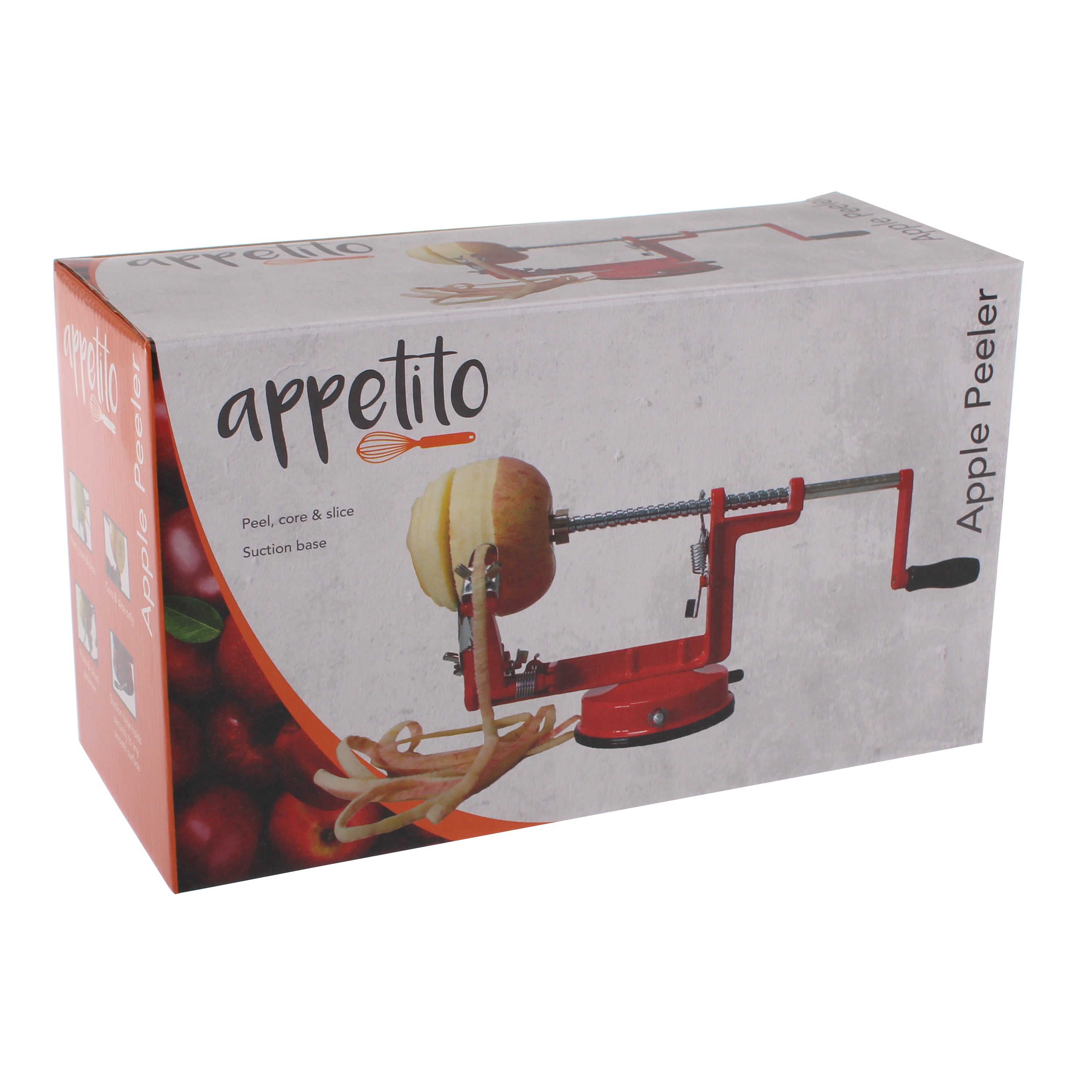 Appetito Apple Peeler, Corer & Slicer with Suction Base - Red