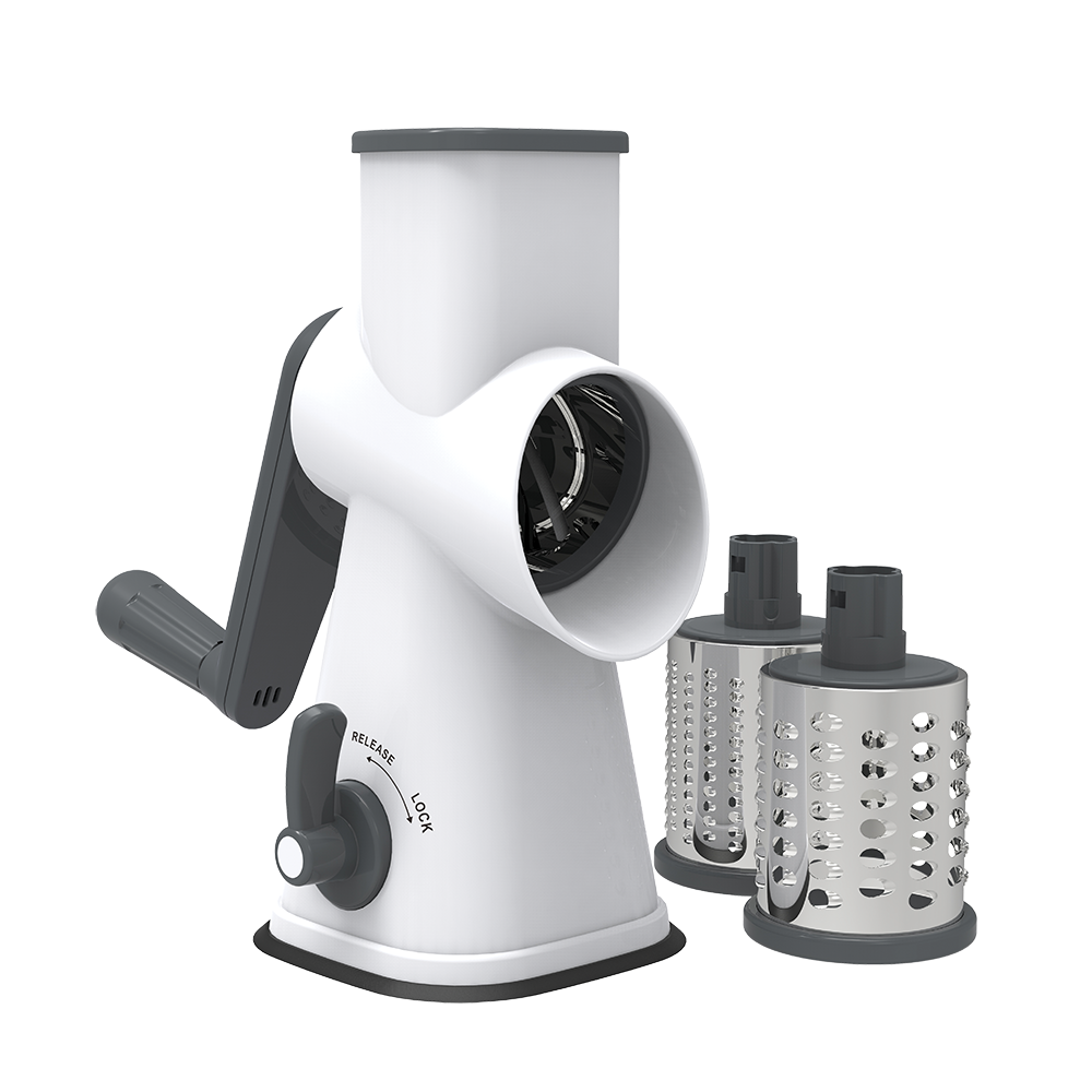Appetito Drum Grater Suction Base with 3 Blades - White/Grey