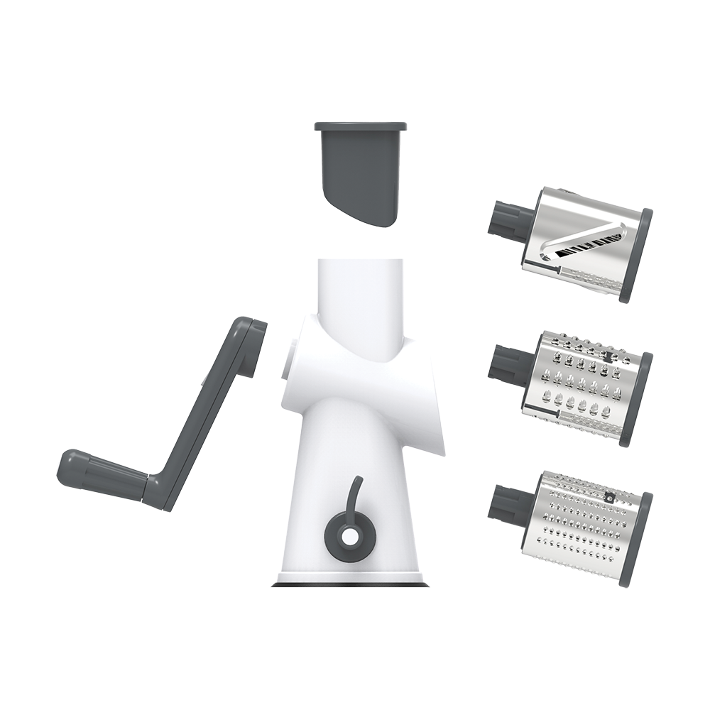 Appetito Drum Grater Suction Base with 3 Blades - White/Grey