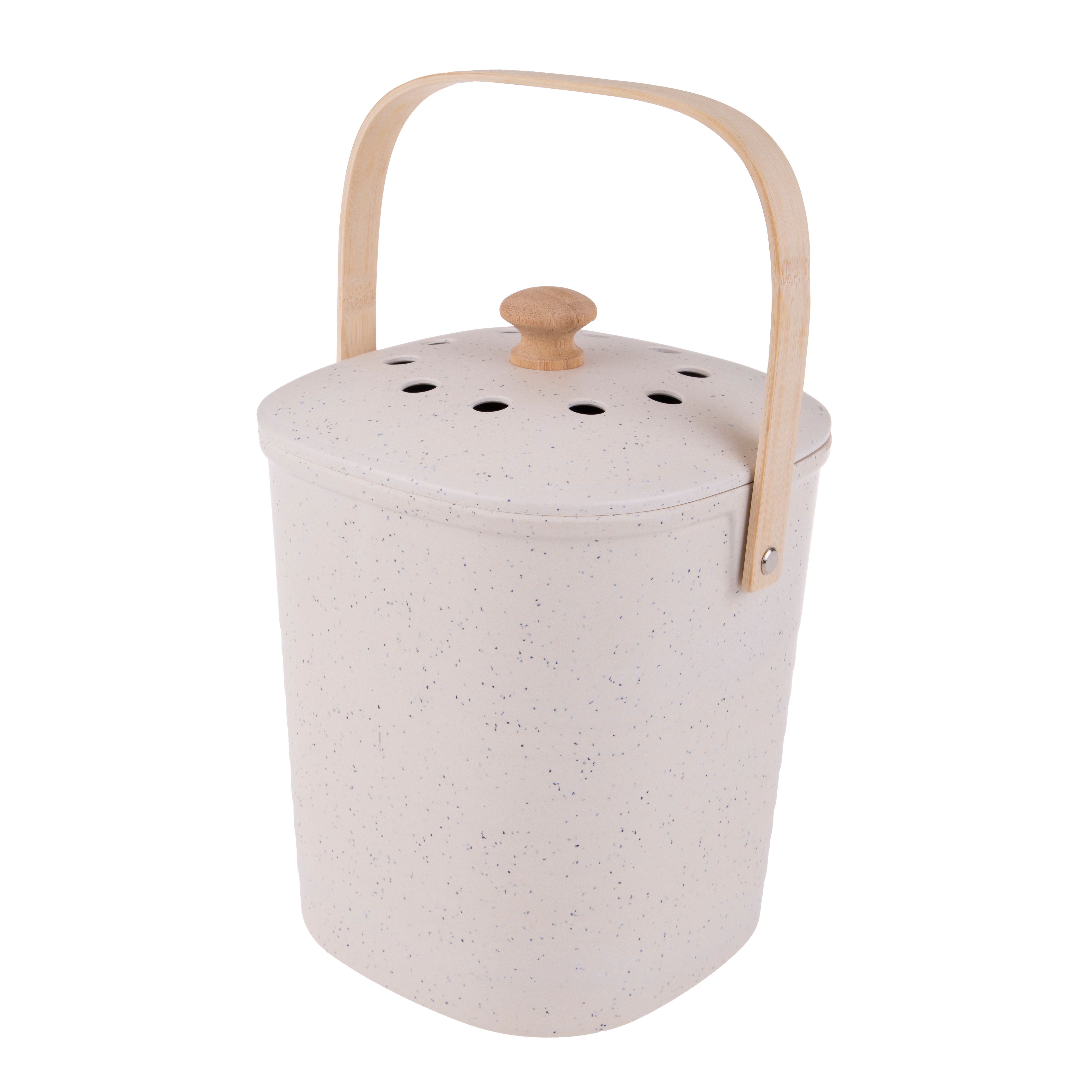 Appetito Square Bamboo Fibre Compost Bin – 3.8 L, White
