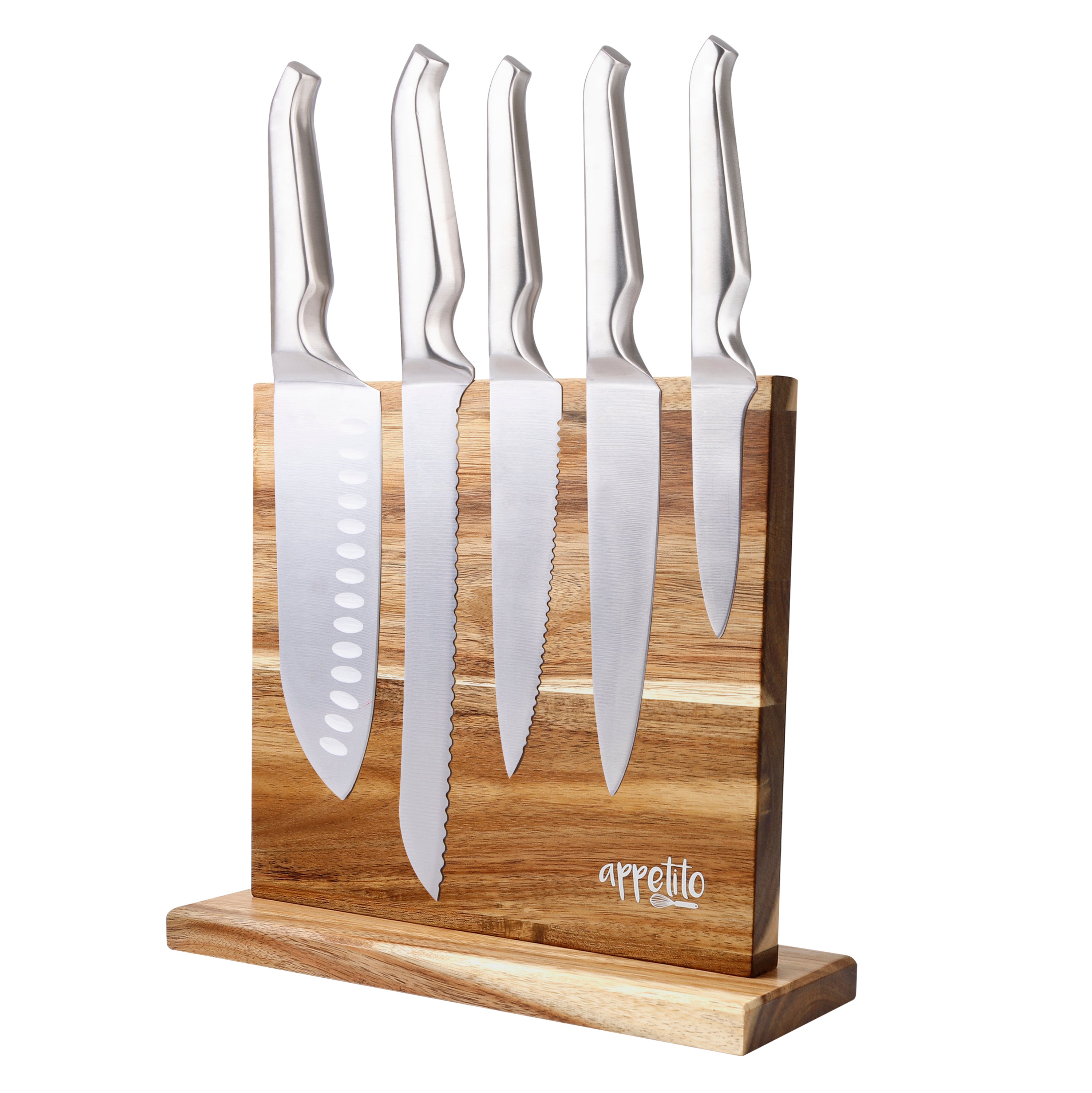 Appetito Magnetic Knife Block Double-Sided – Acacia Wood