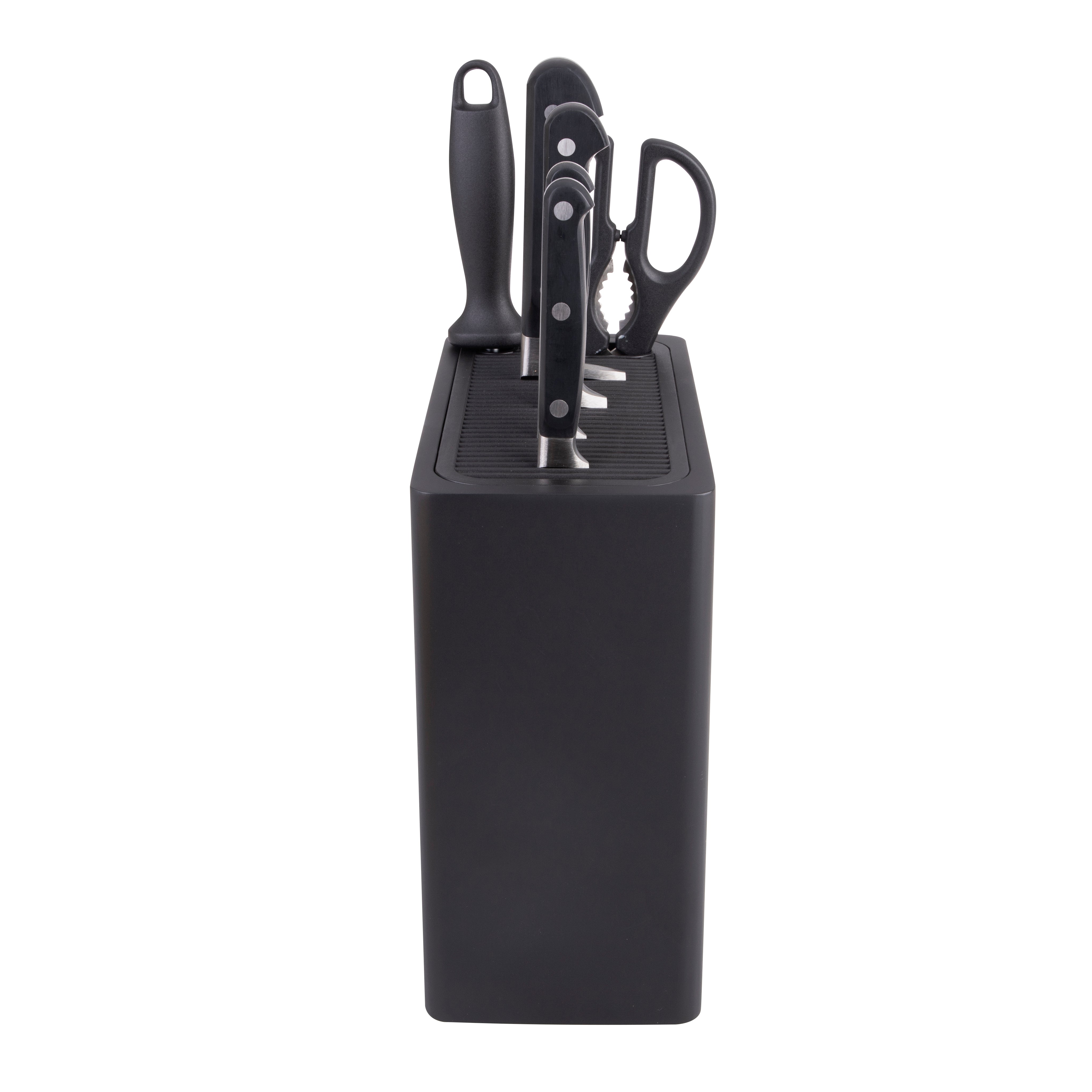 Appetito Rectangle Universal Knife Block - Black