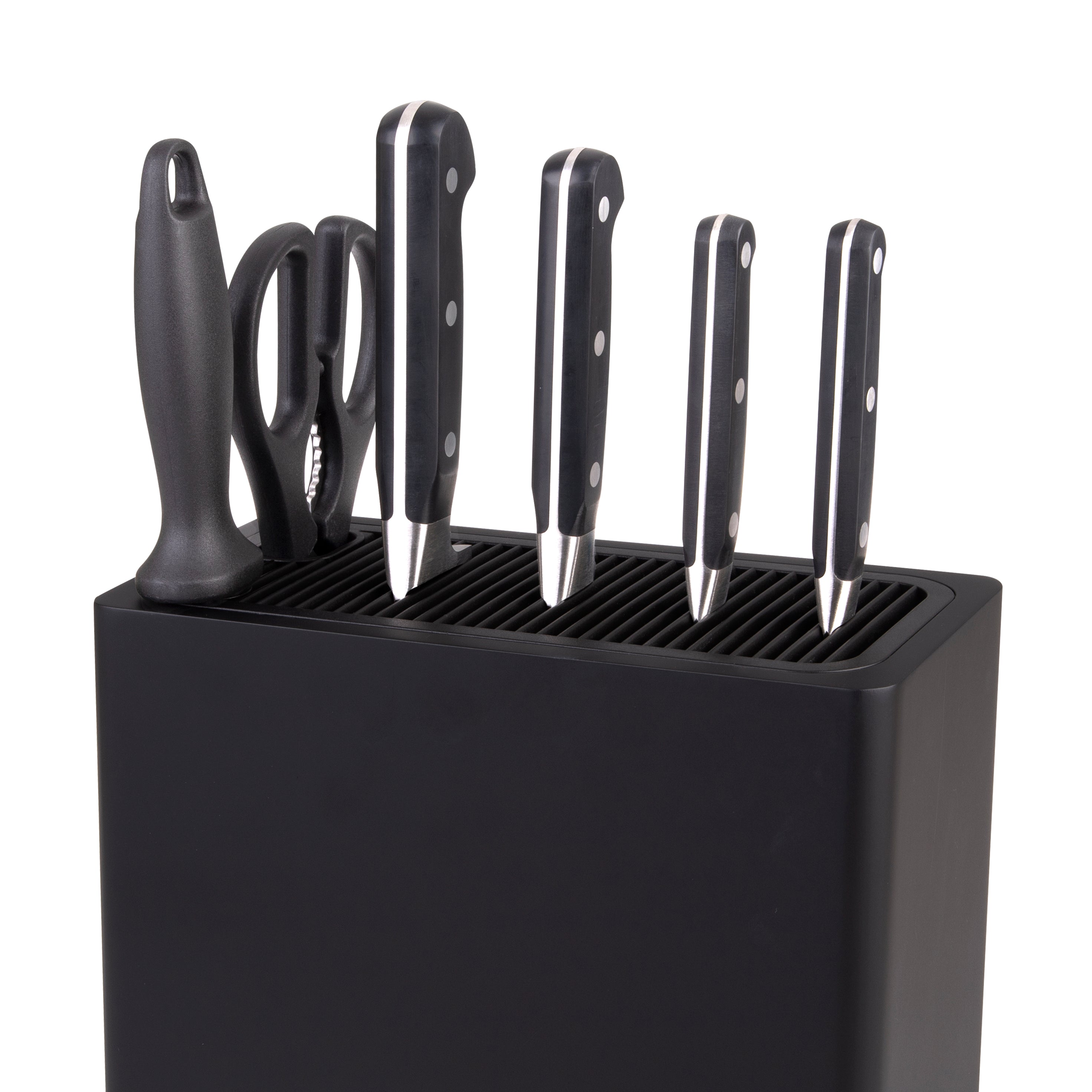 Appetito Rectangle Universal Knife Block - Black