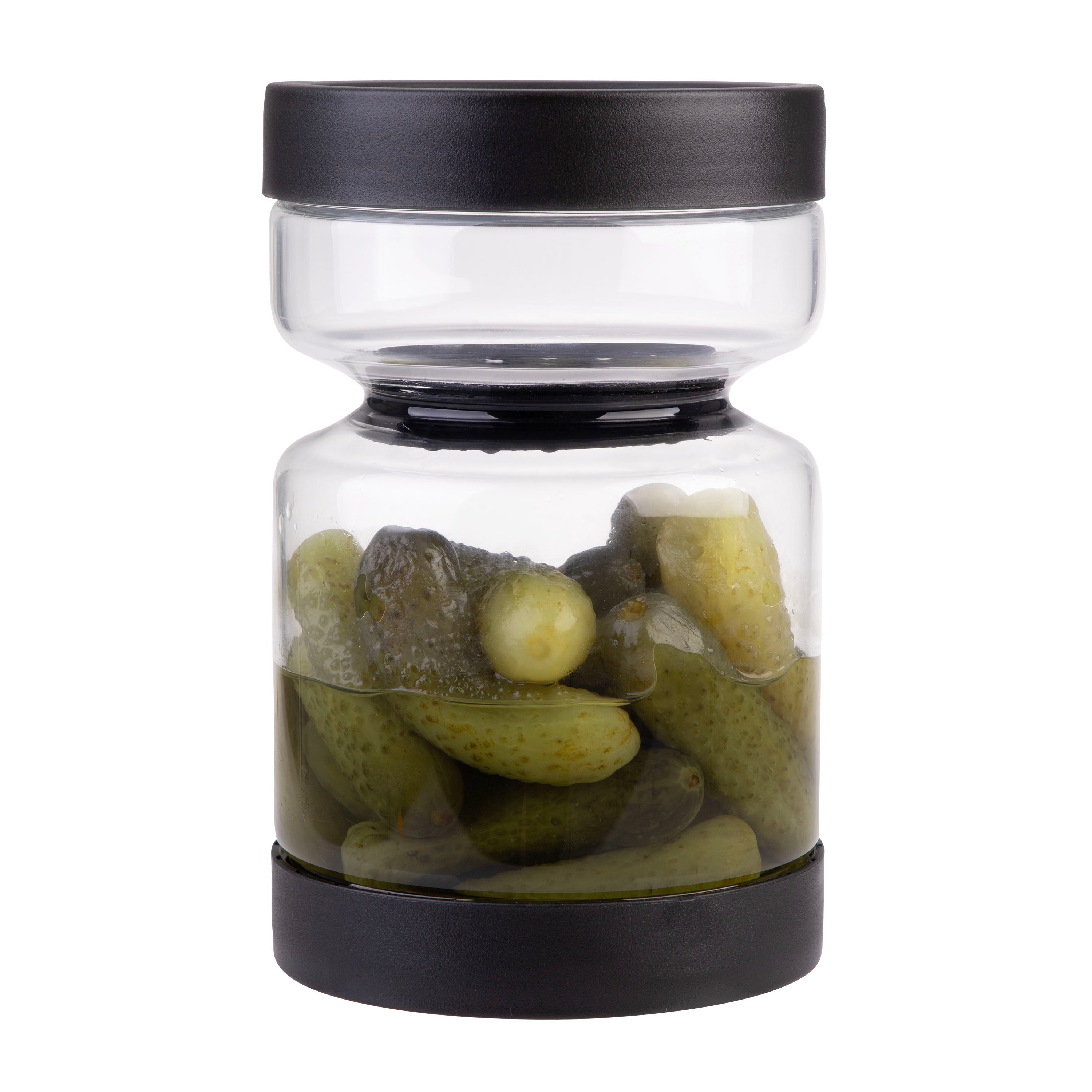 Appetito Borosilicate Glass Pickle Jar – 1.1L, Black