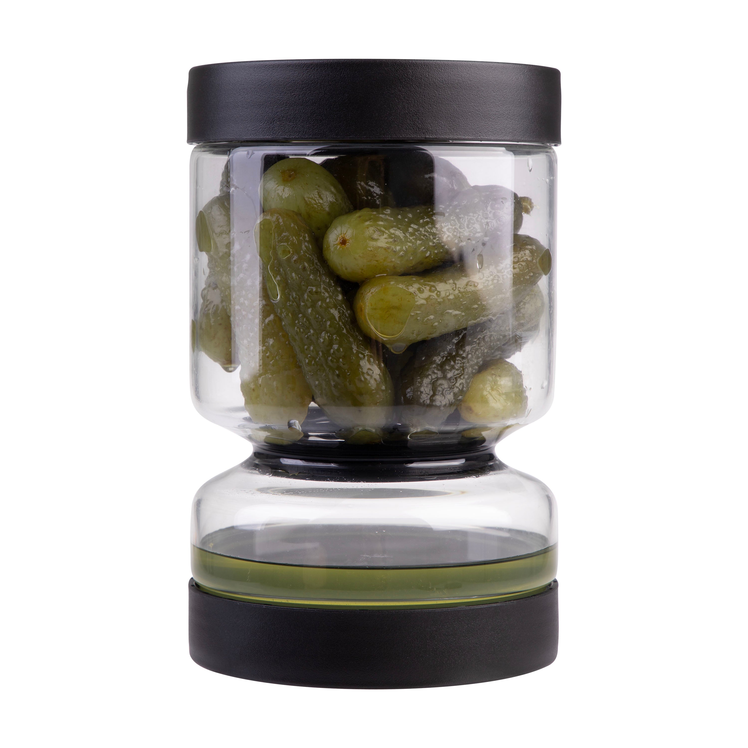 Appetito Borosilicate Glass Pickle Jar – 1.1L, Black