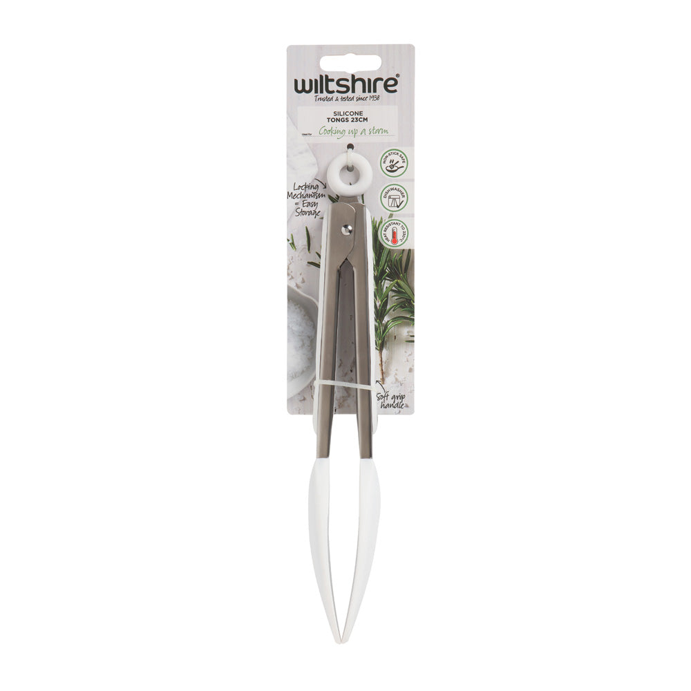 Wiltshire White Silicone Tongs 23cm