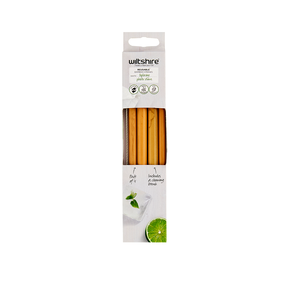 Wiltshire Reusable Bamboo Straws Pack of 4