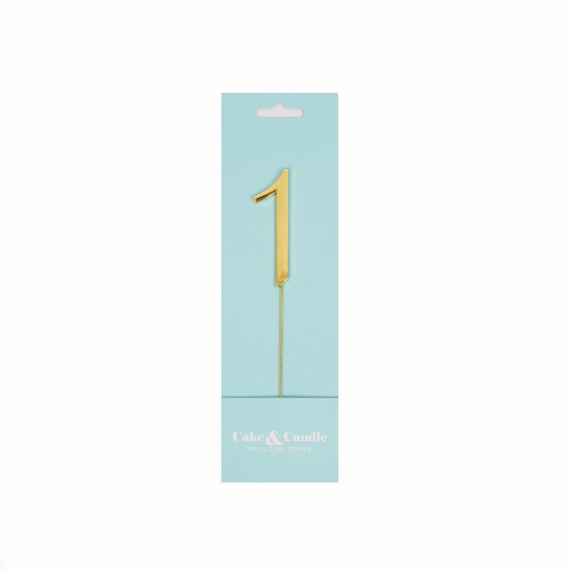 Cake & Candle Cake Topper Number 1 Gold 7cm