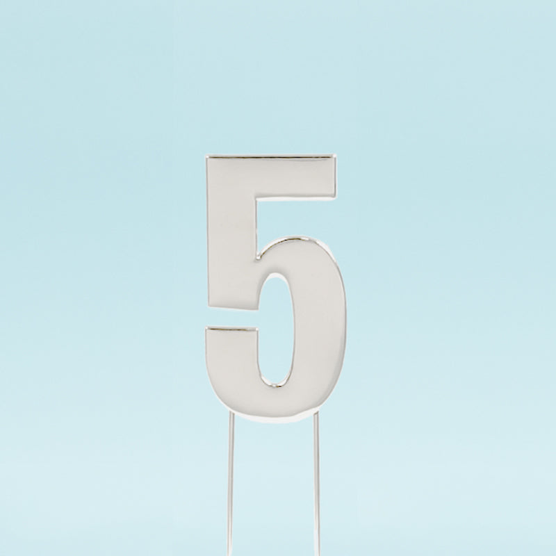 Cake & Candle Bold Cake Topper Number 5 Silver