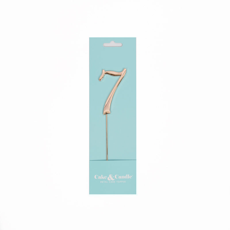 Cake & Candle Cake Topper Number 7 Rose Gold 7cm