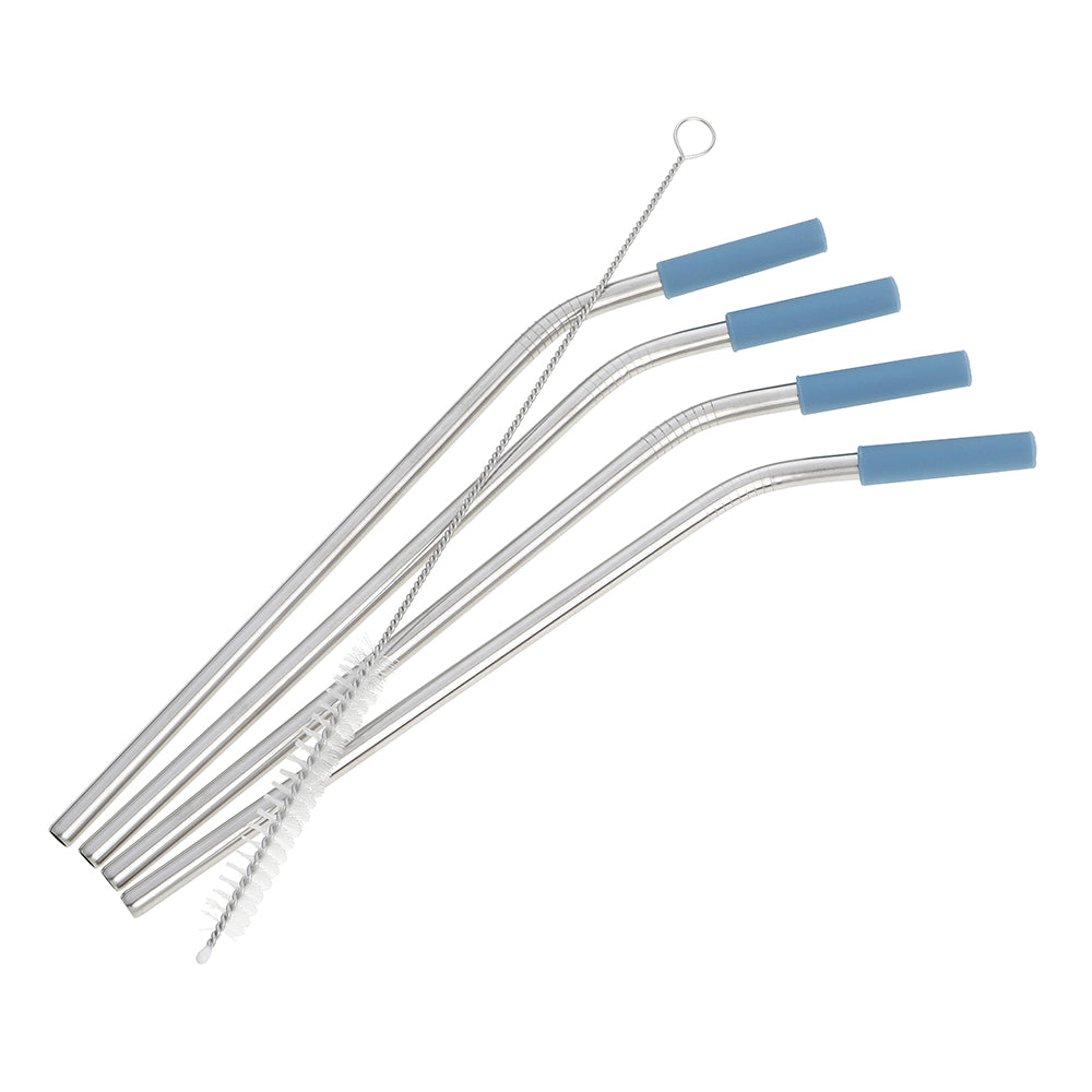 Wiltshire Stainless Steel Straws with Silicone Tip, Pack of 4