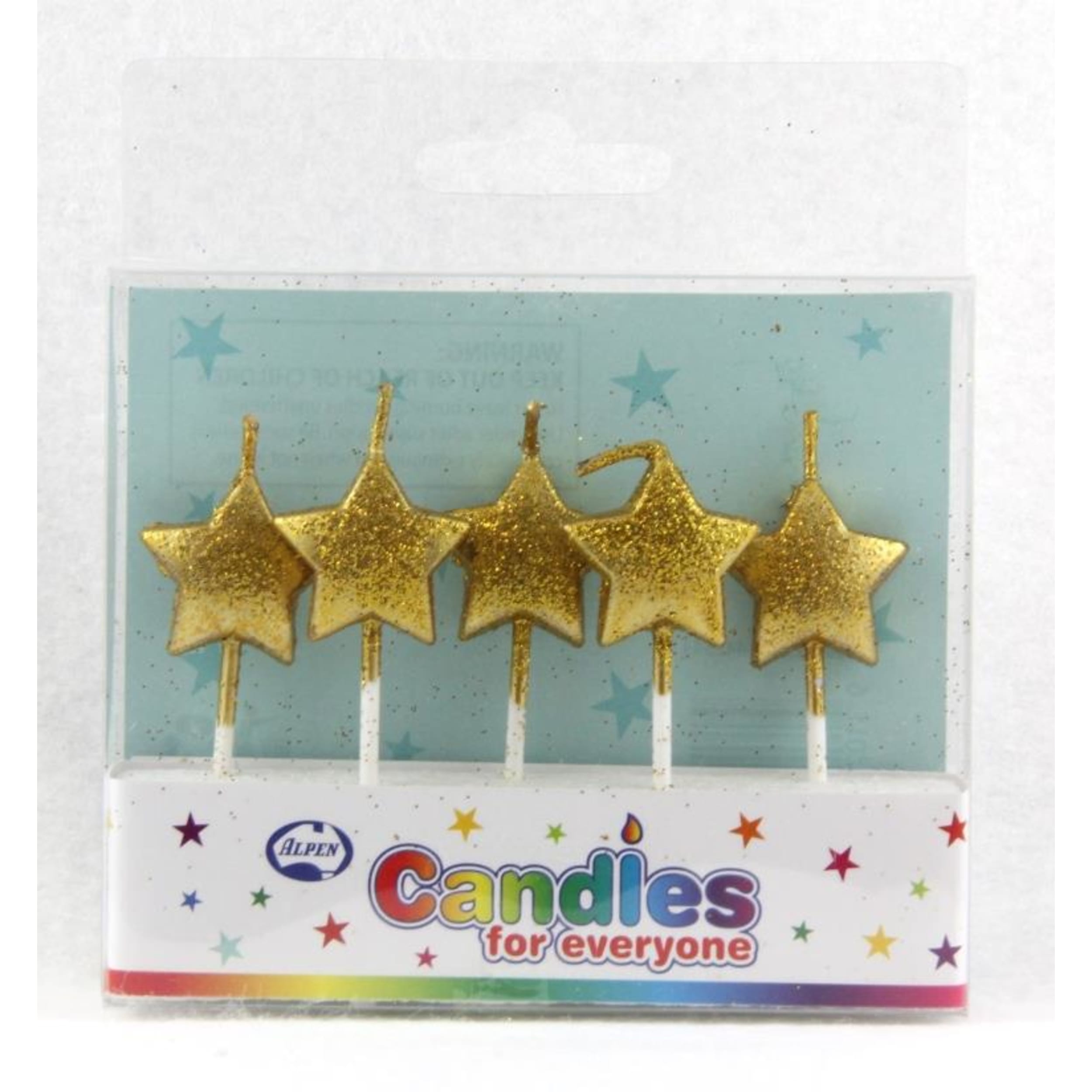 Occasions Stars Glitter Gold Candles PVC 5