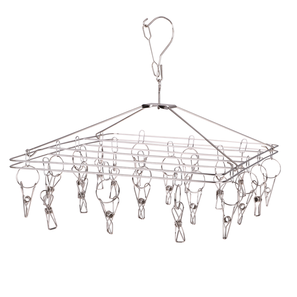 D.Line Stainless Steel Rectangle Clothes Dryer with 20 Pegs 37 x 30 cm