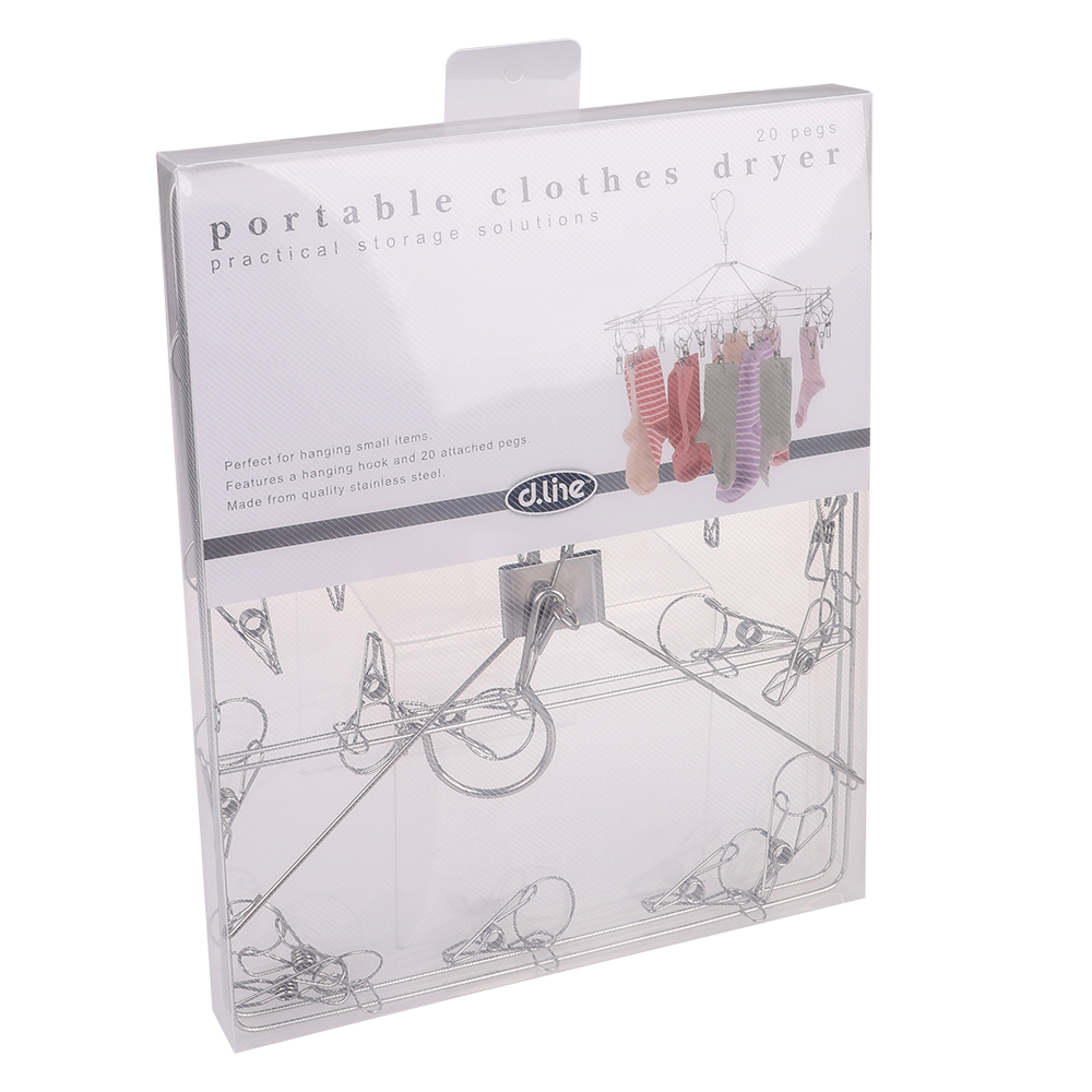 D.Line Stainless Steel Rectangle Clothes Dryer with 20 Pegs 37 x 30 cm