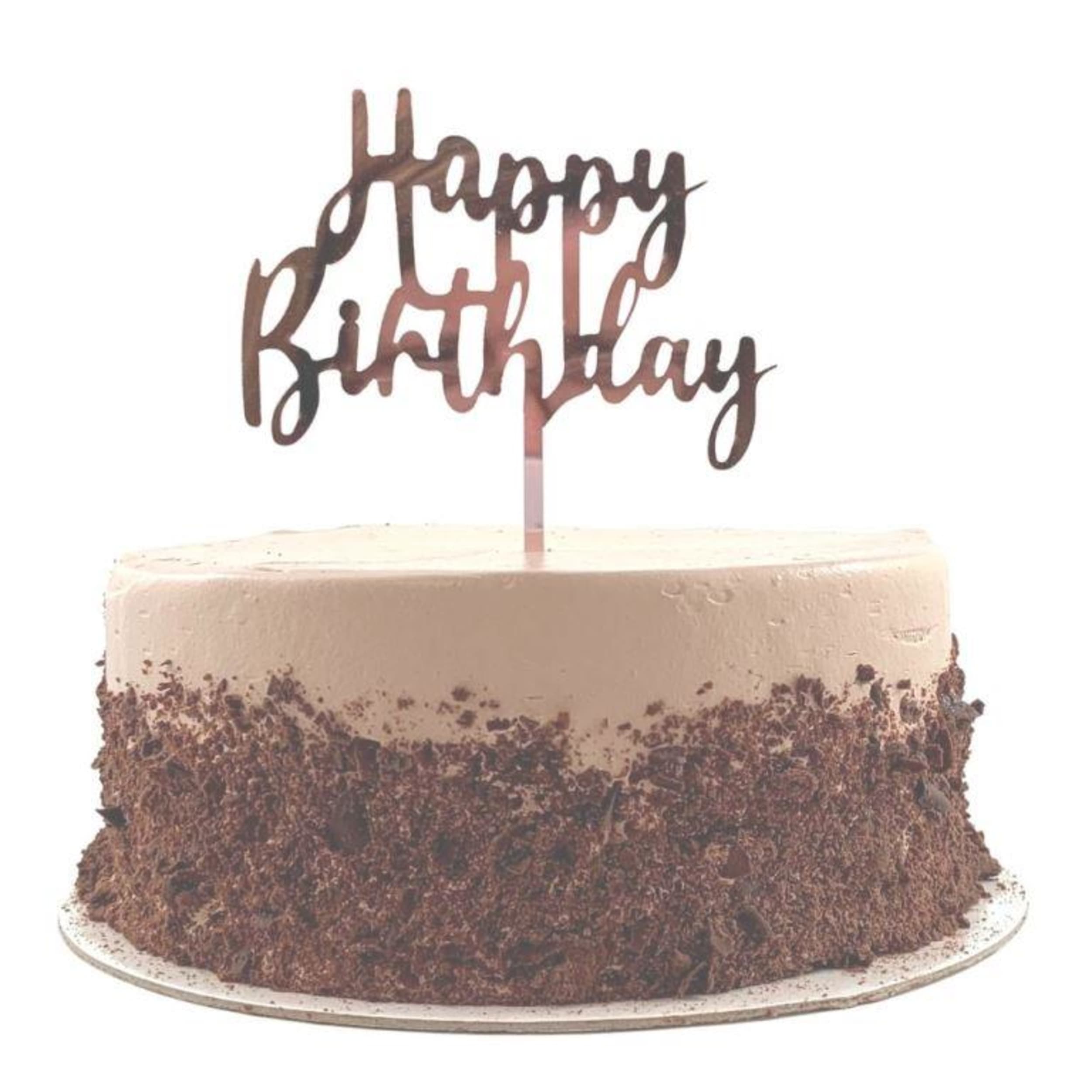 Occasions Cake Topper Acrylic 2mm Happy Birthday Rose Gold