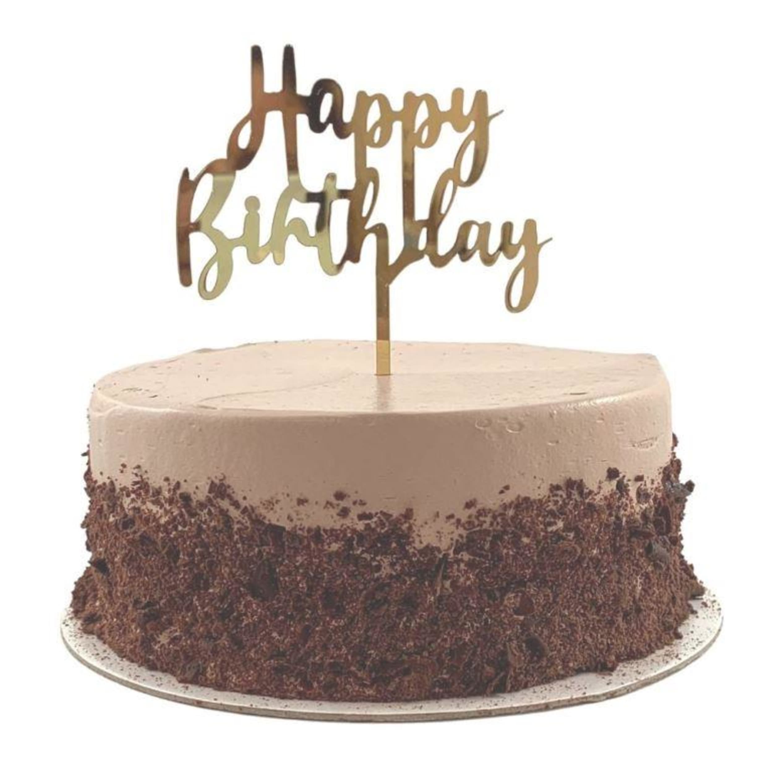 Occasions Cake Topper Acrylic 2mm Happy Birthday Gold
