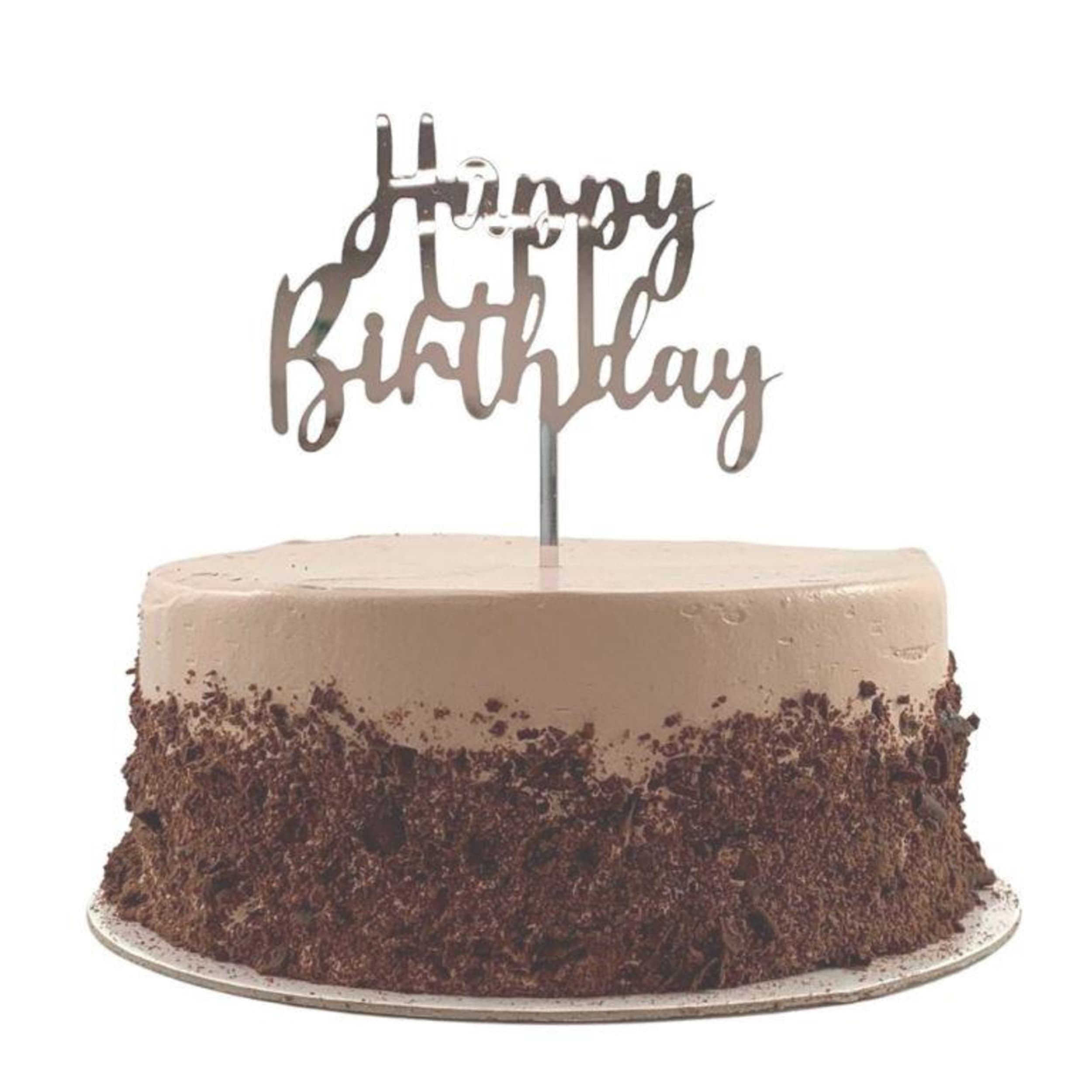 Occasions Cake Topper Acrylic 2mm Happy Birthday Silver
